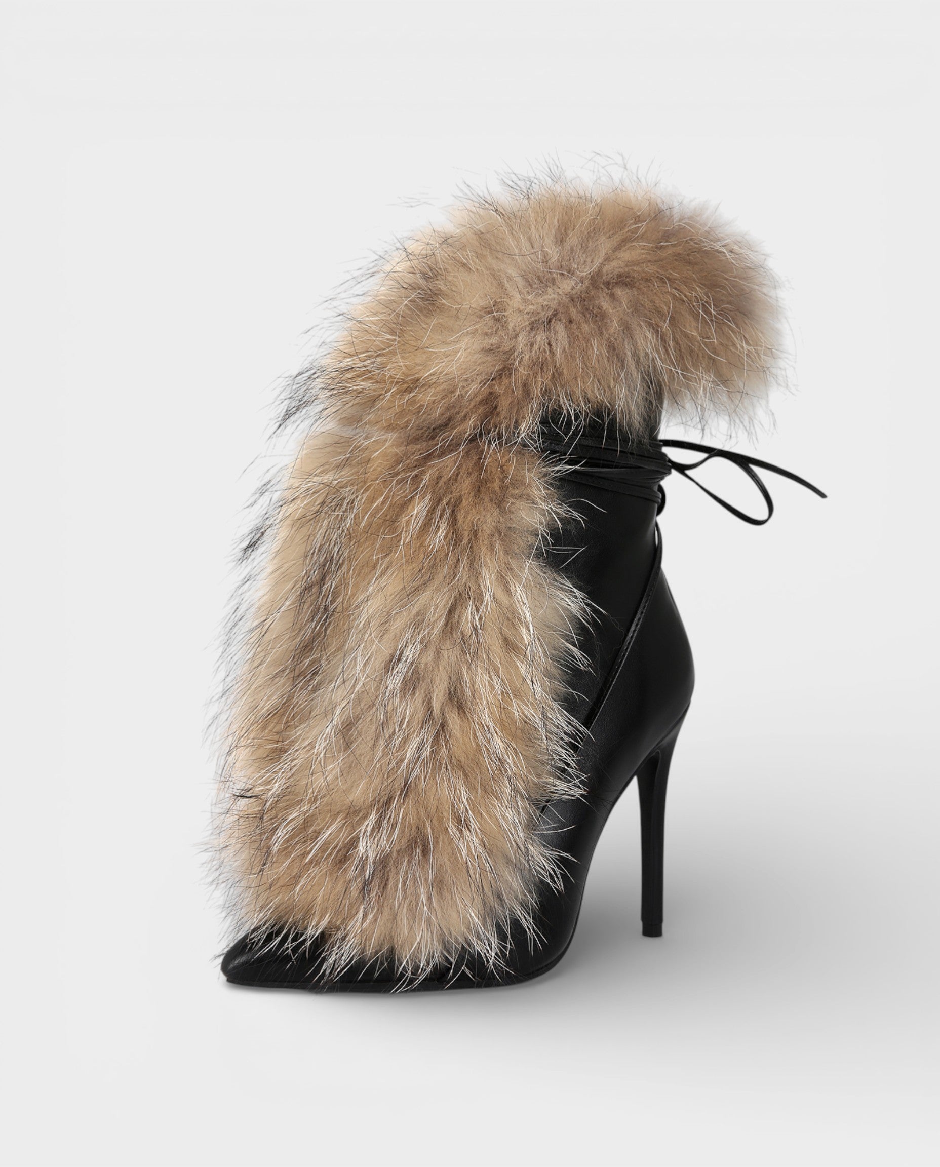 LORINA | Faux-Fur Pointed-Toe Bootie Heels