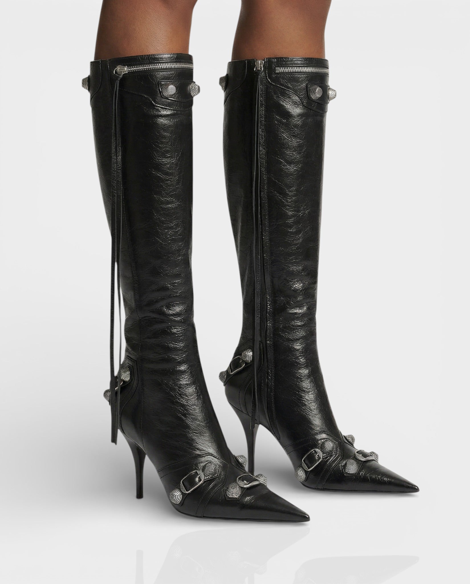 WENA | Studded Pointed Toe Knee-High Boots