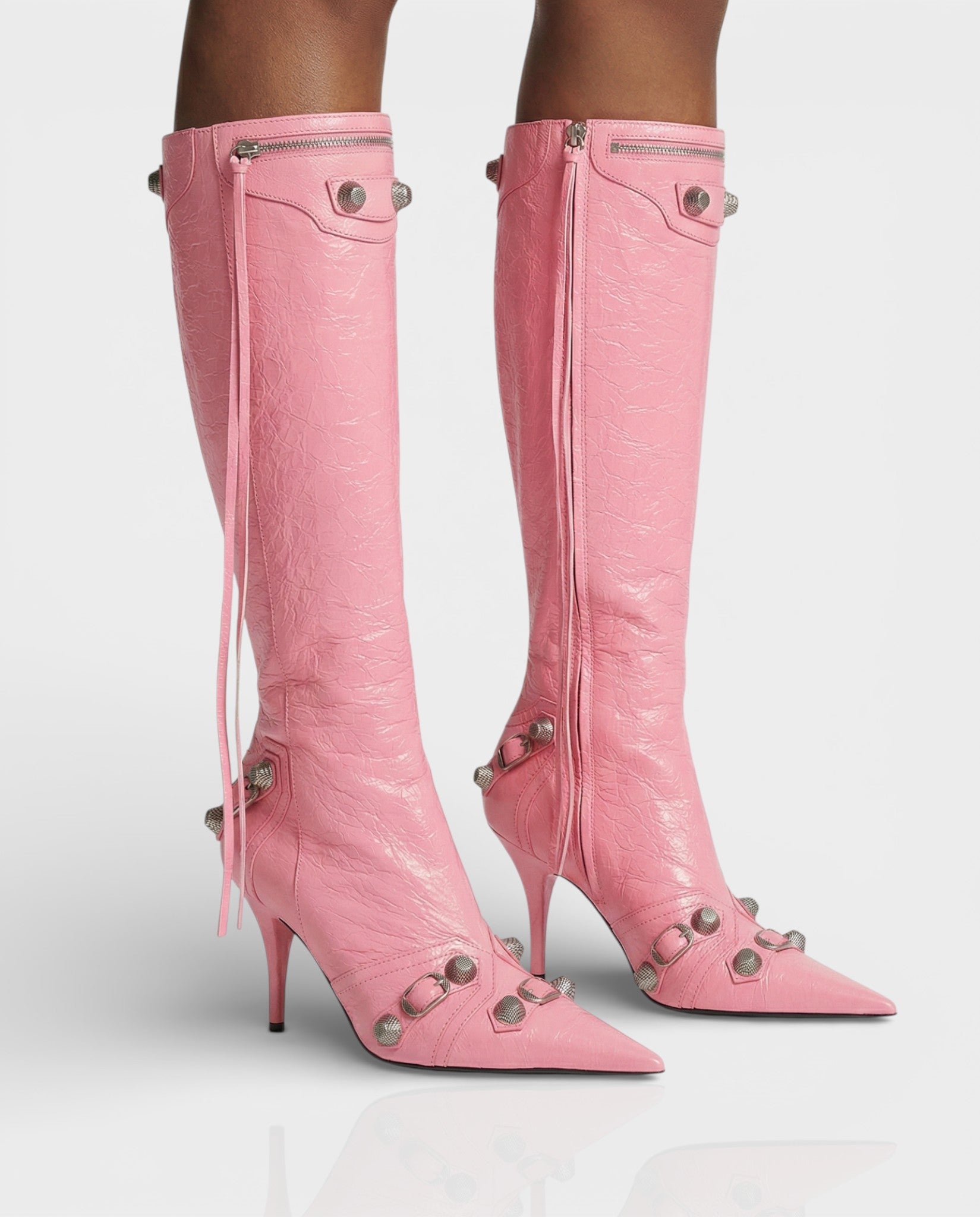 WENA | Studded Pointed Toe Knee-High Boots