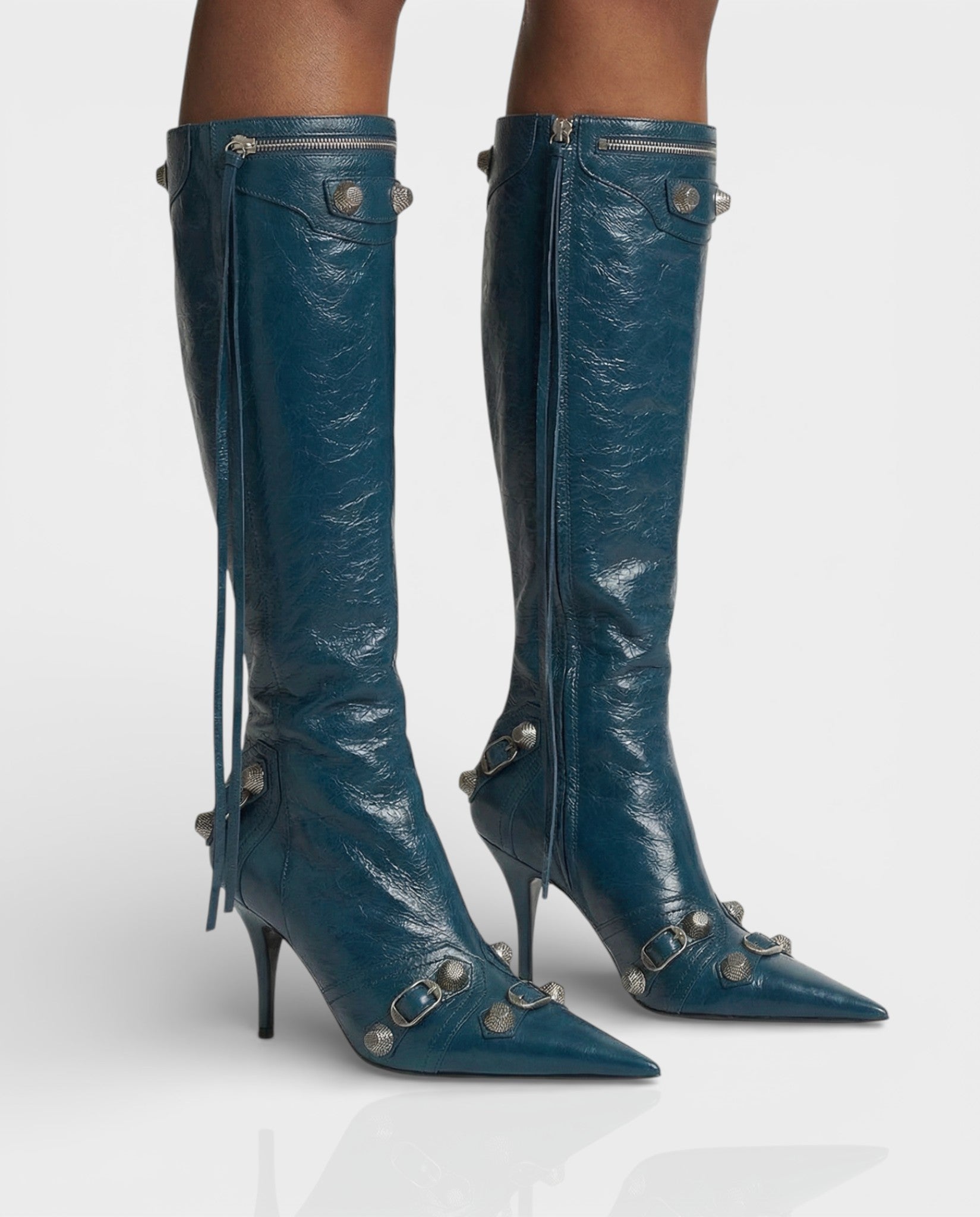 WENA | Studded Pointed Toe Knee-High Boots
