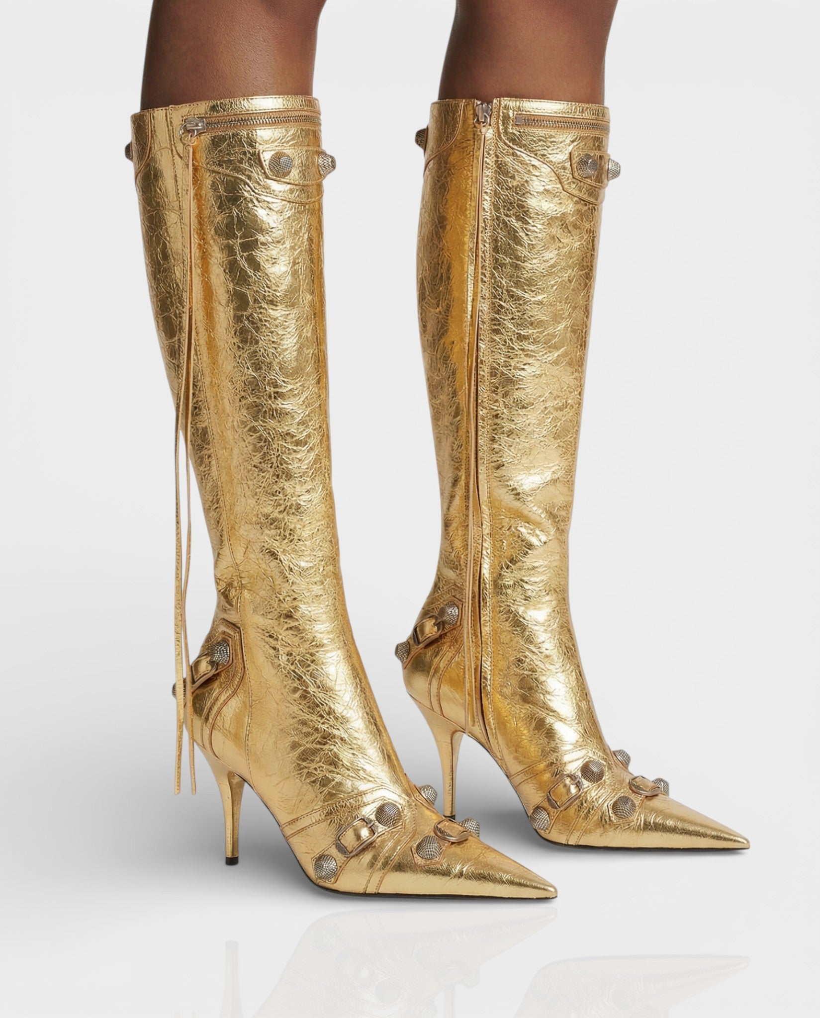 WENA | Studded Pointed Toe Knee-High Boots