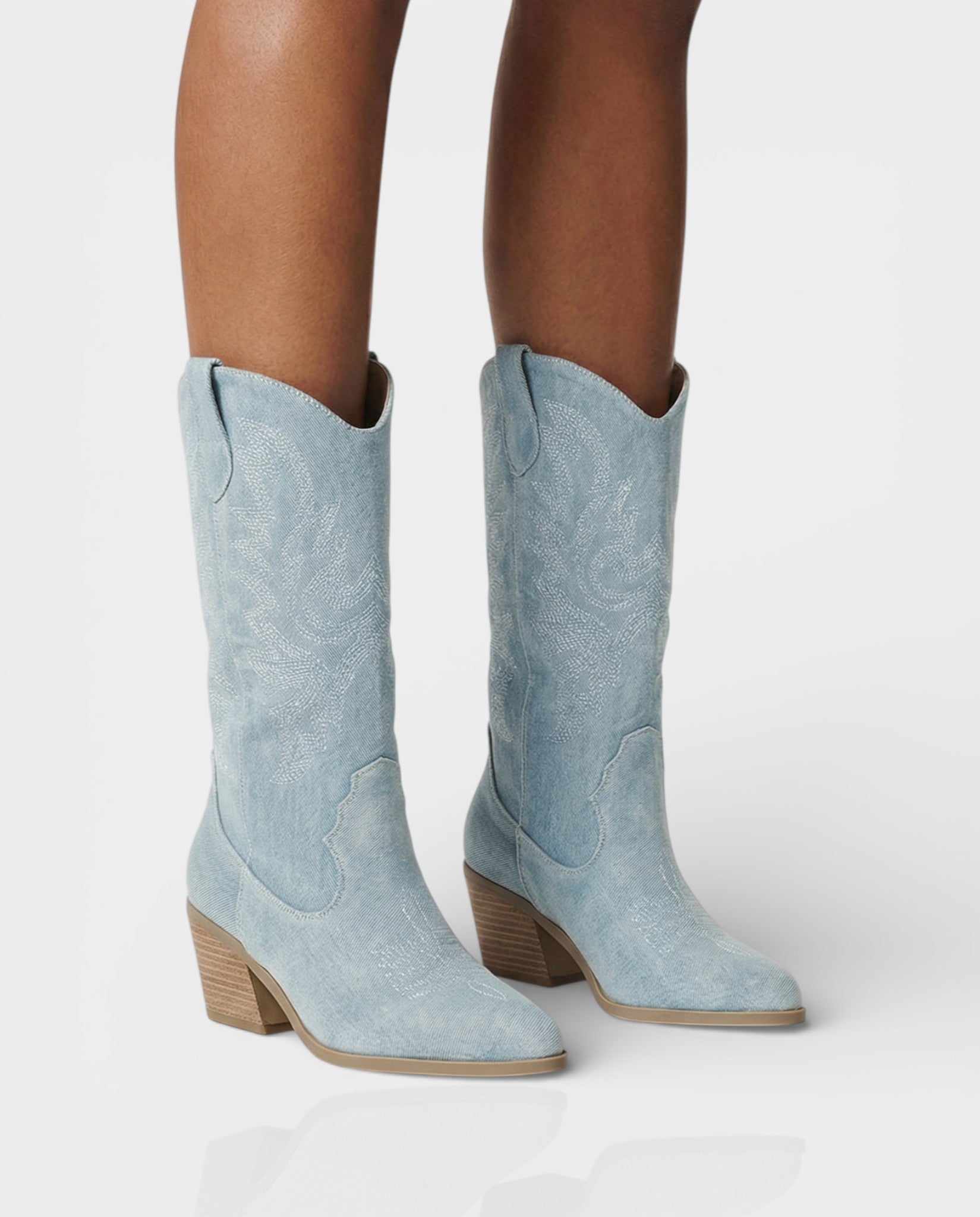 ALIANA | Embroidered Denim Cowboy Boots