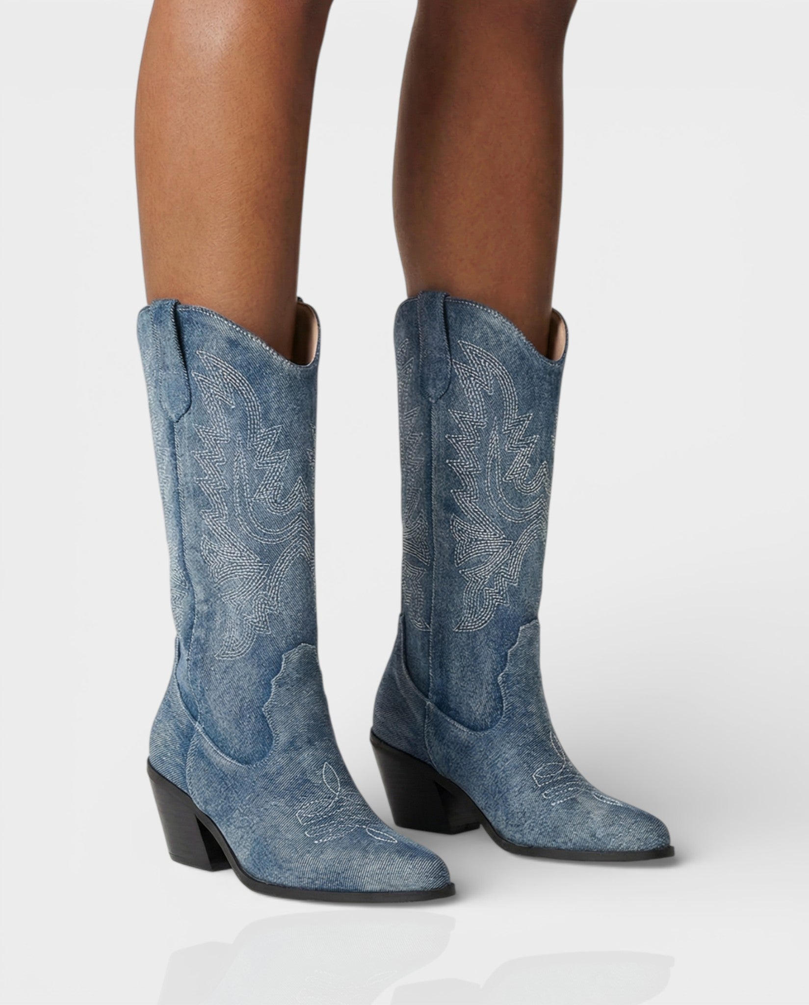 ALIANA | Embroidered Denim Cowboy Boots
