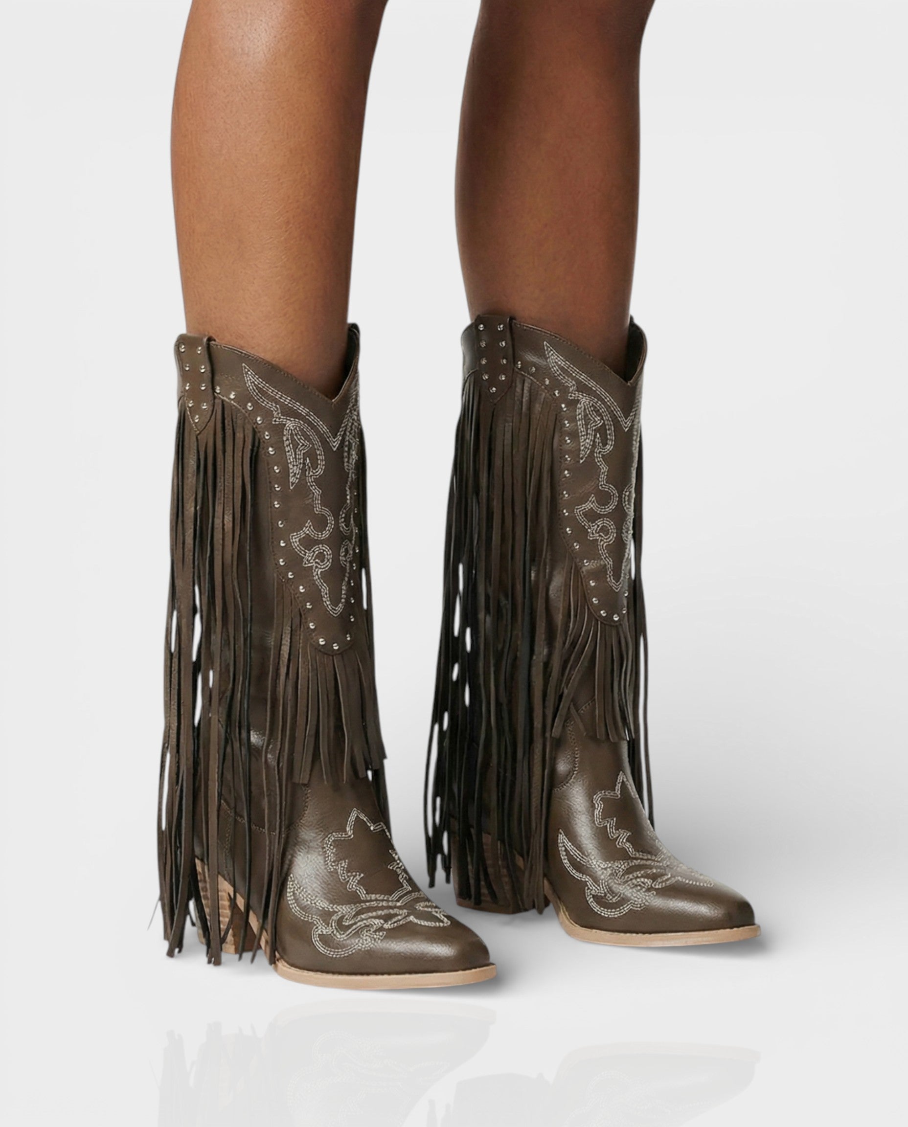 MITHENA | Fringe Studded Cowboy Boots
