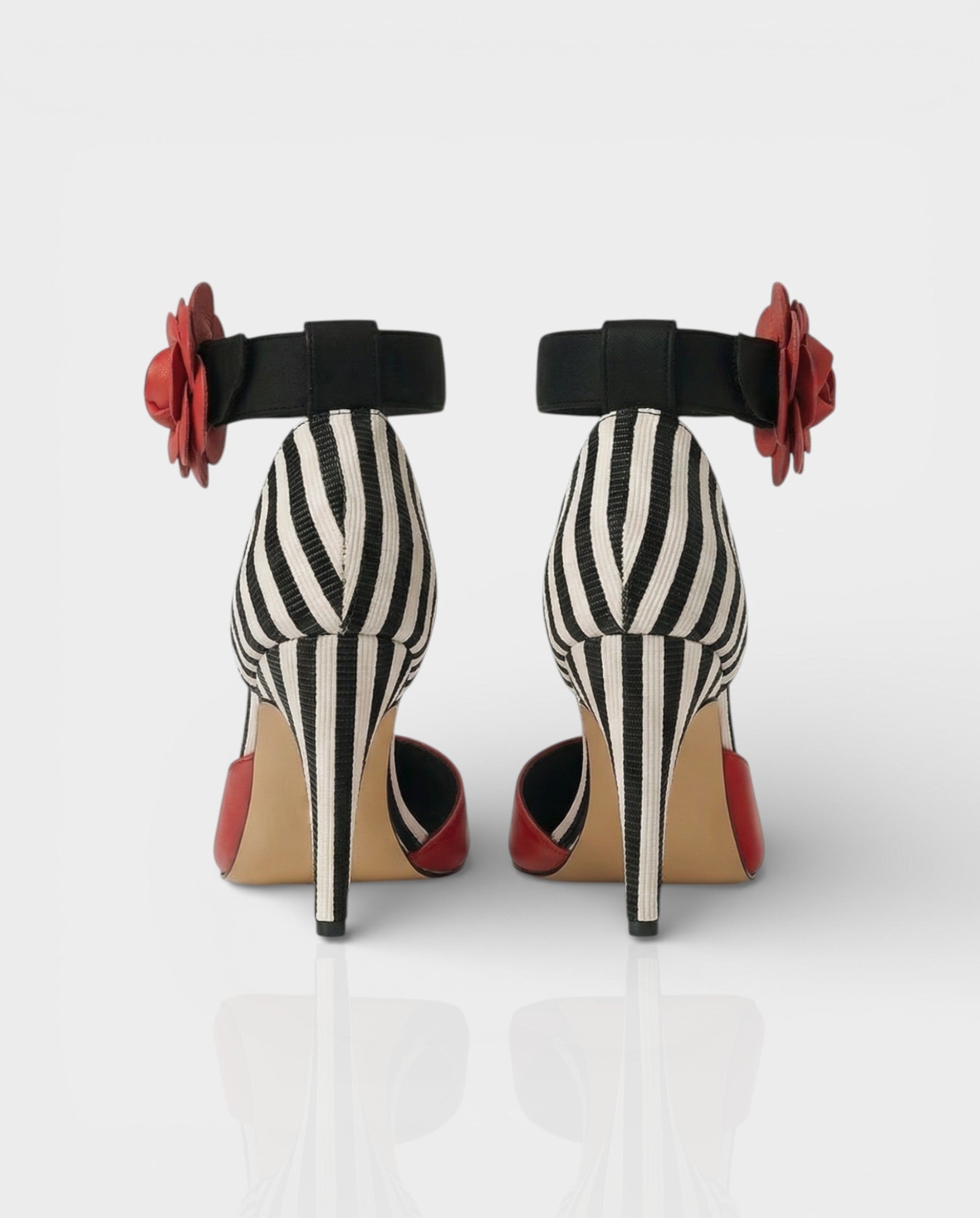 VIVIANA | Floral Appliqué Ankle Strap Heels