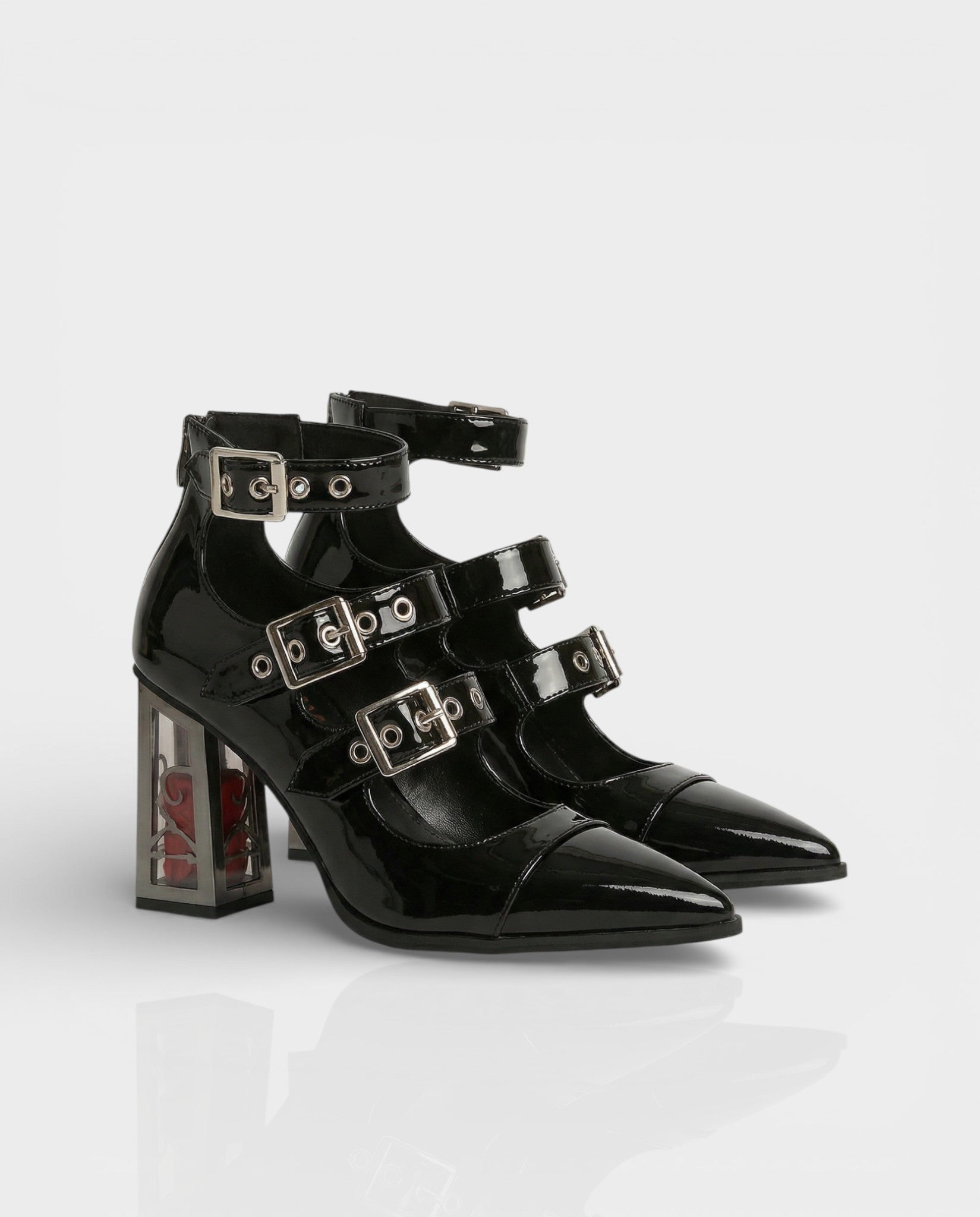 MARIBEL | Sharp Toe Gothic Clasp Heels Tall Heel