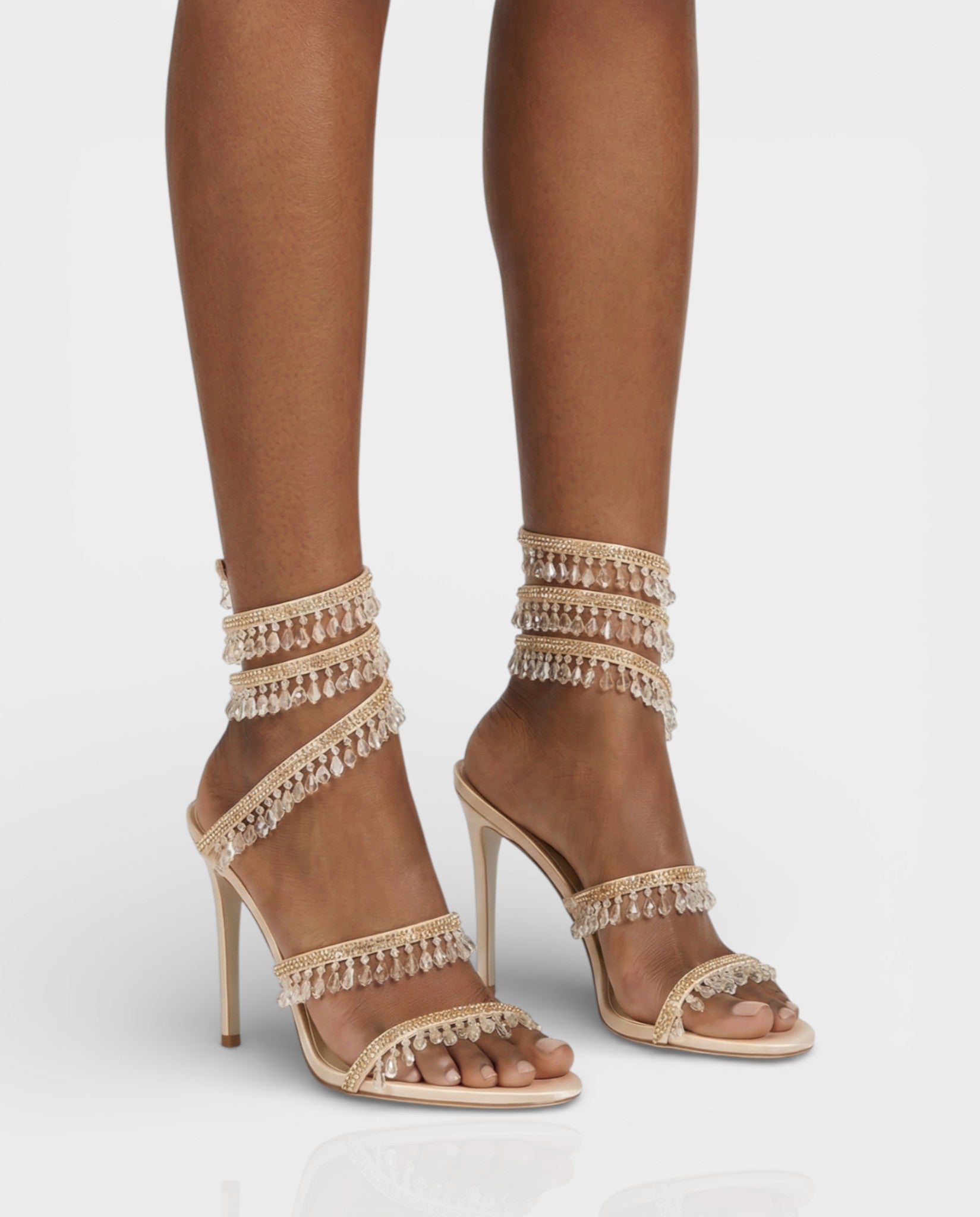 ALYRA | Rhinestone Tassel Ankle-Wrap High Heels