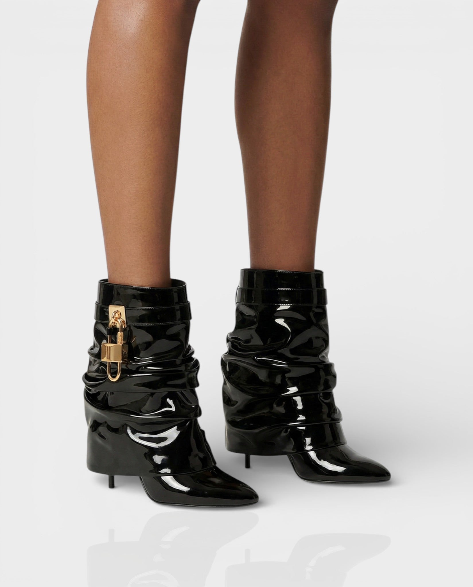 HALINA | Padlock Slouch Stiletto Ankle Boots
