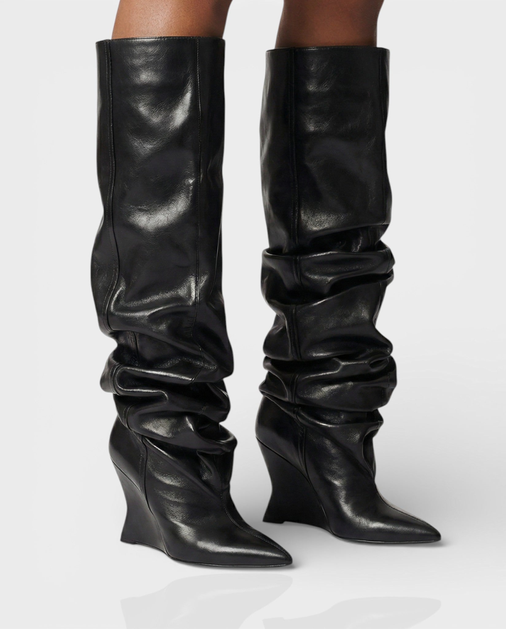 ELOURA | Slouch Knee-High Wedge Heel Boots