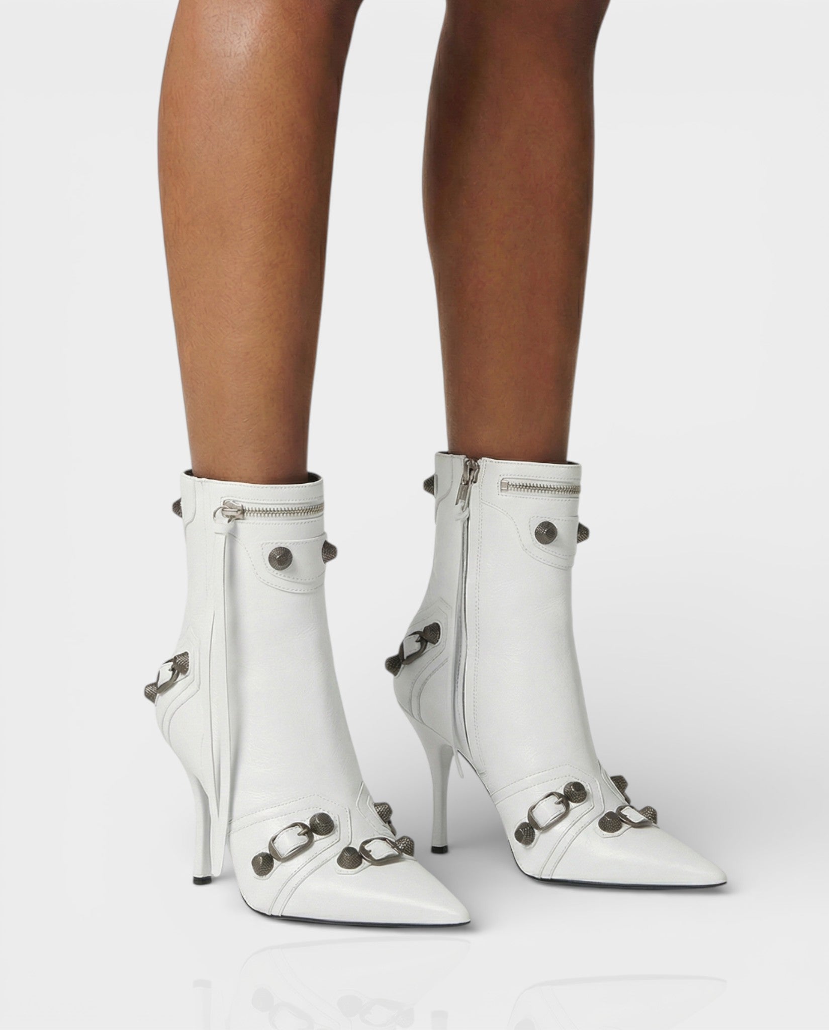REVINA | Studded Leather Pointed-Toe Ankle Boots