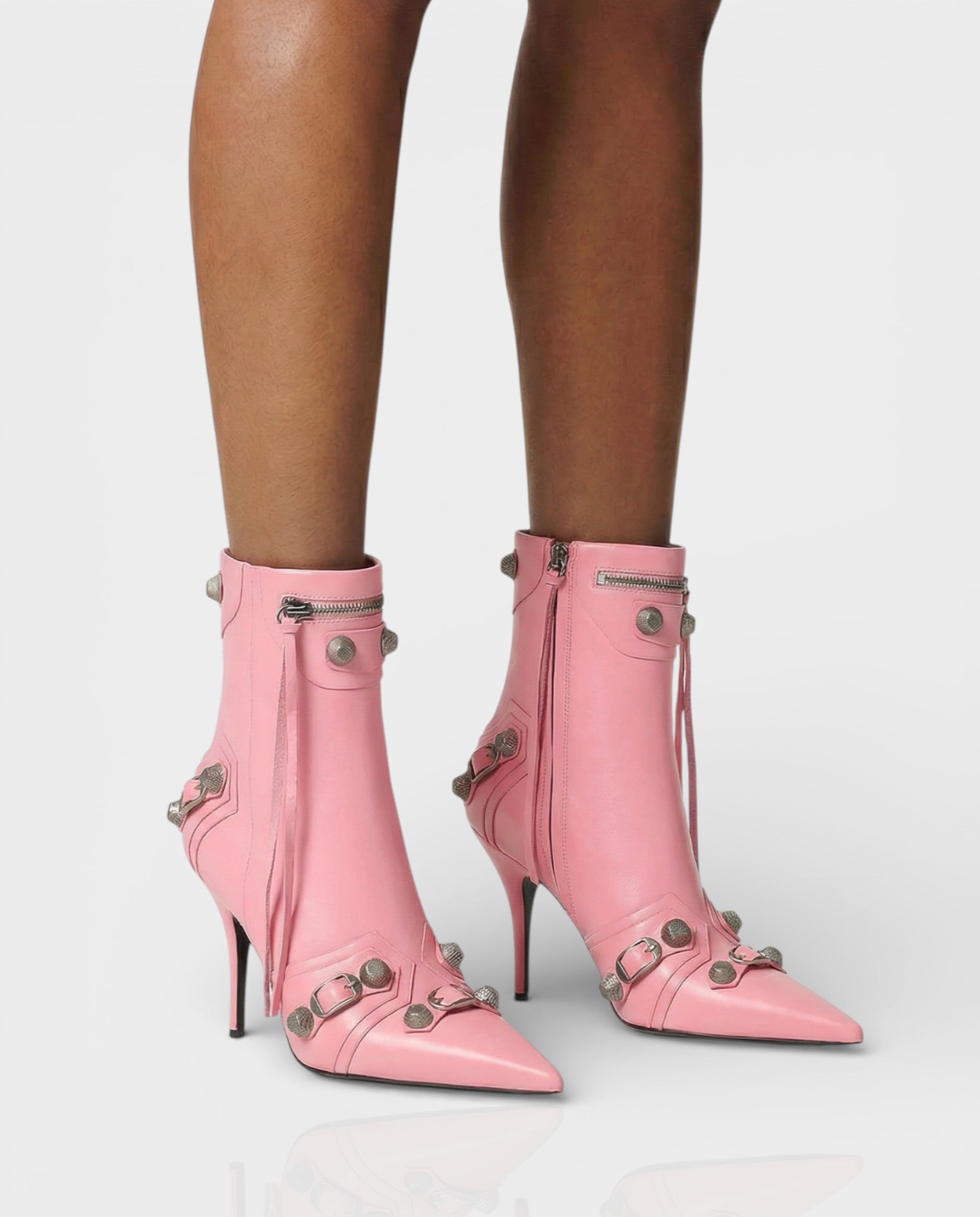 REVINA | Studded Leather Pointed-Toe Ankle Boots