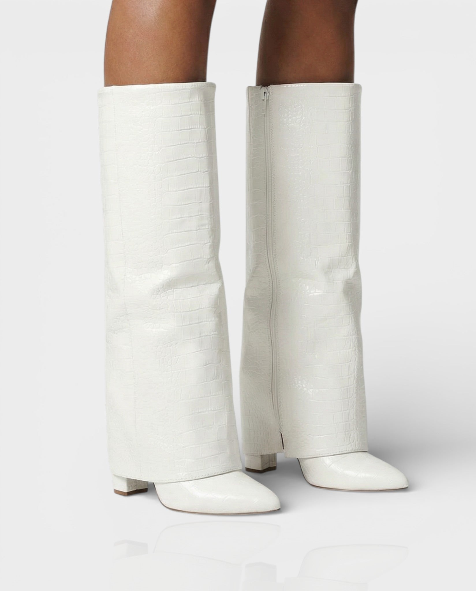MAISY | Straight Faux Crocodile Boots