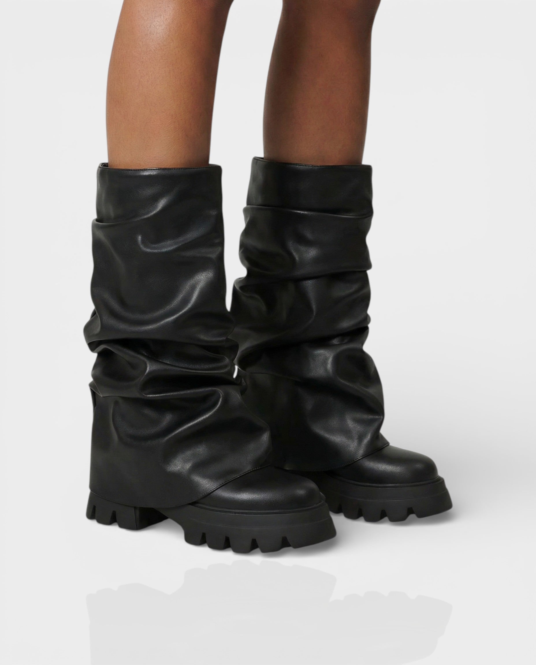 CRISTINA | Slouchy Platform Mid-Calf Boots