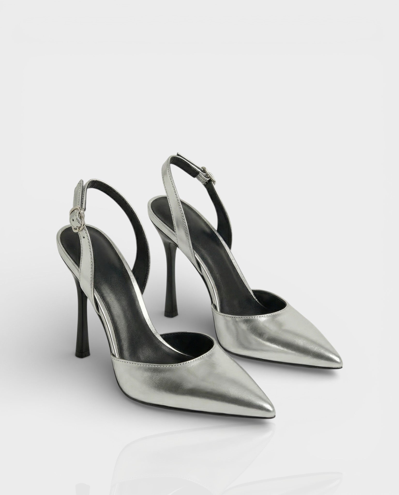 AELIN | Pointed Silver Closed-Toe Heels