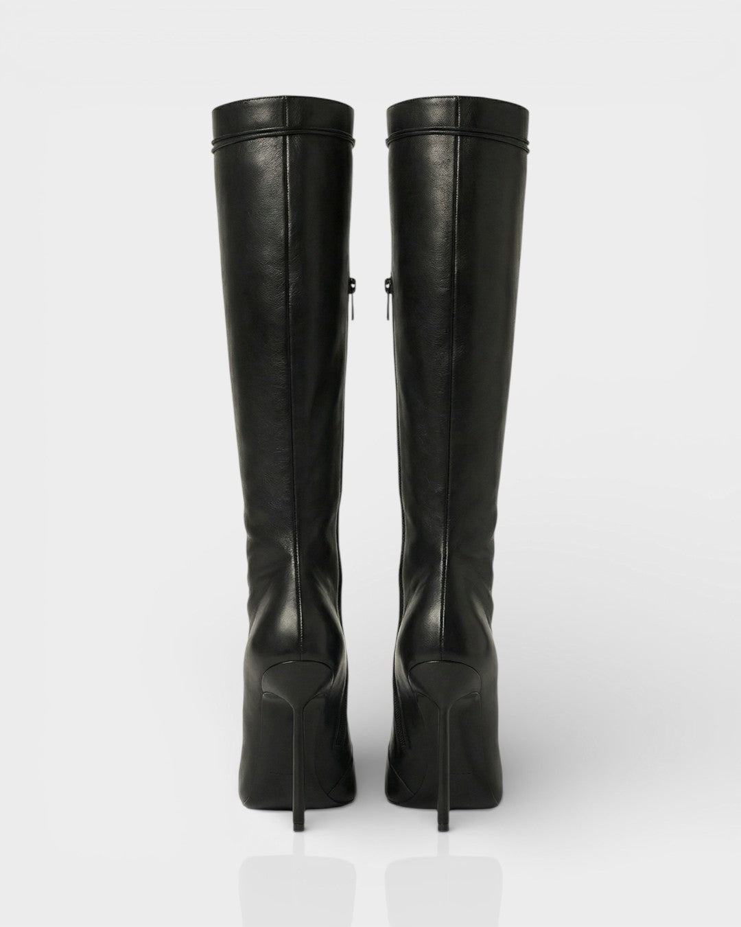 ESCAS | Lace-Up Faux Leather Knee-High Stiletto Boots