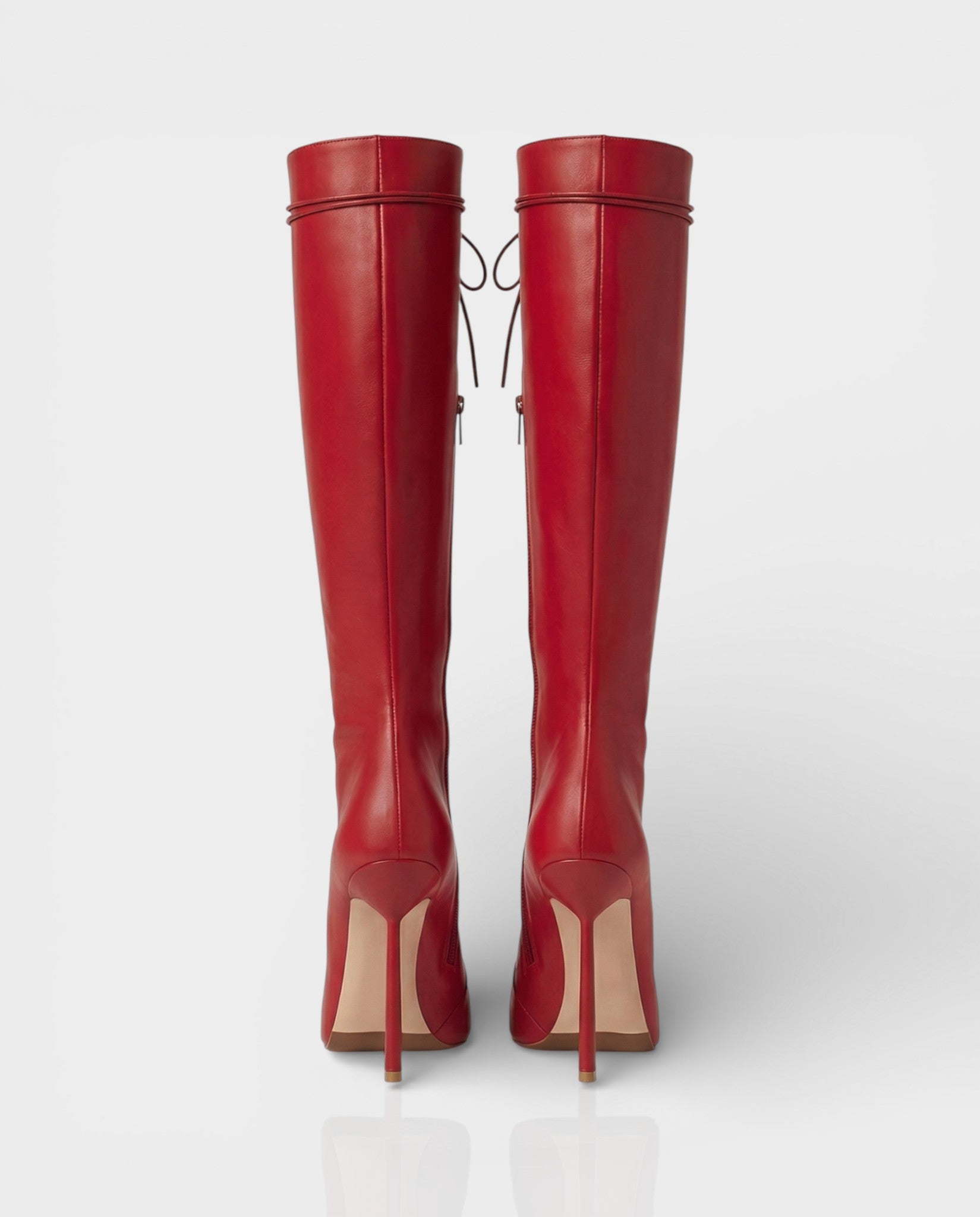 ESCAS | Lace-Up Faux Leather Knee-High Stiletto Boots