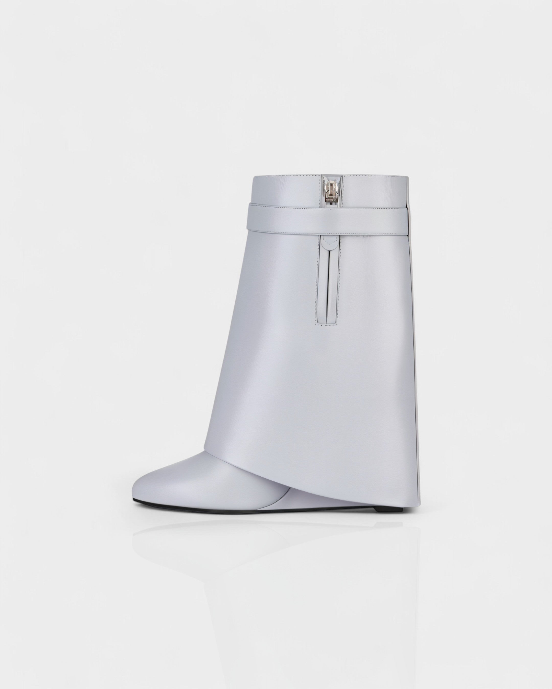 AVELINE | Padlock Wedge Faux Leather Ankle Boots