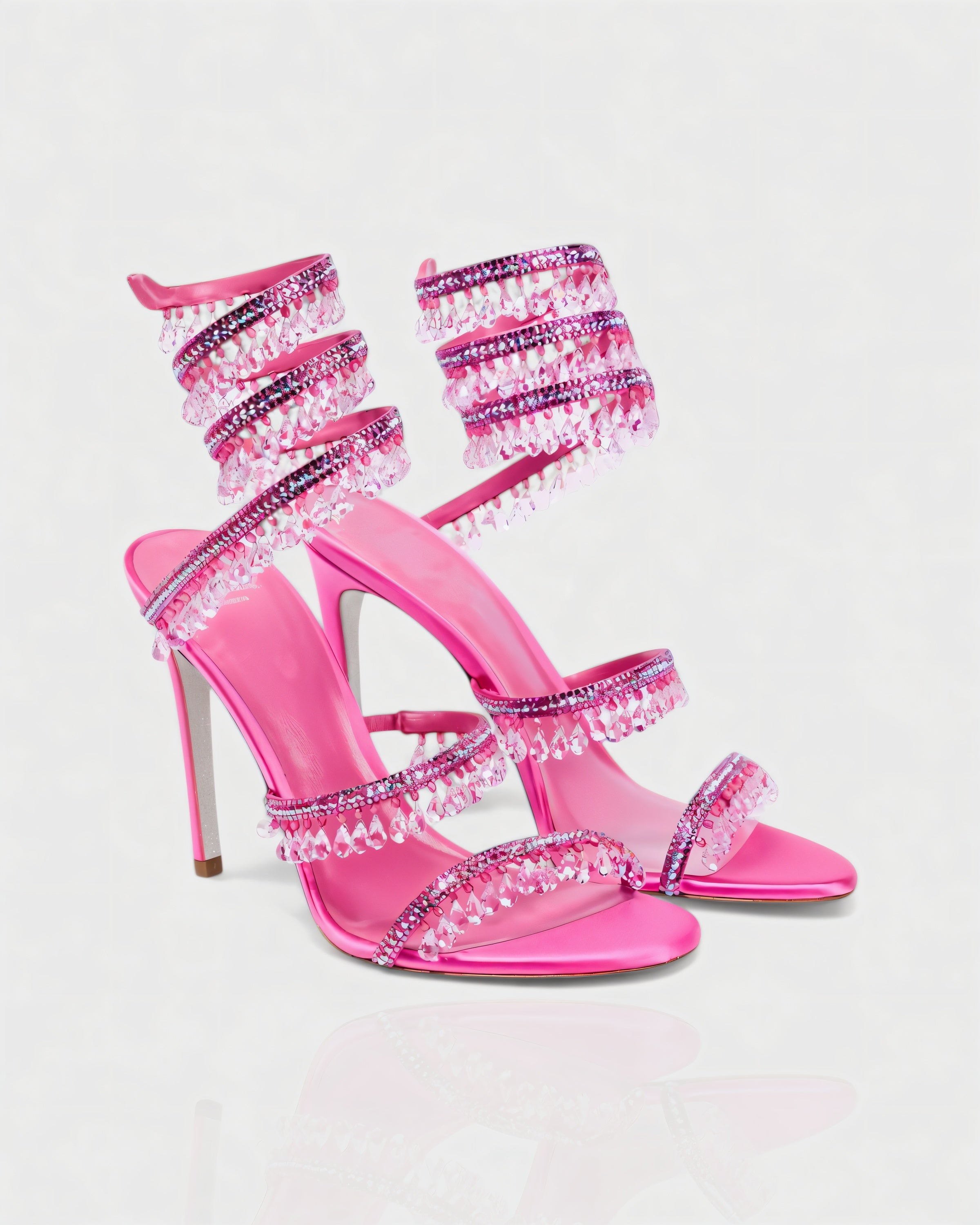 ALYRA | Rhinestone Tassel Ankle-Wrap High Heels
