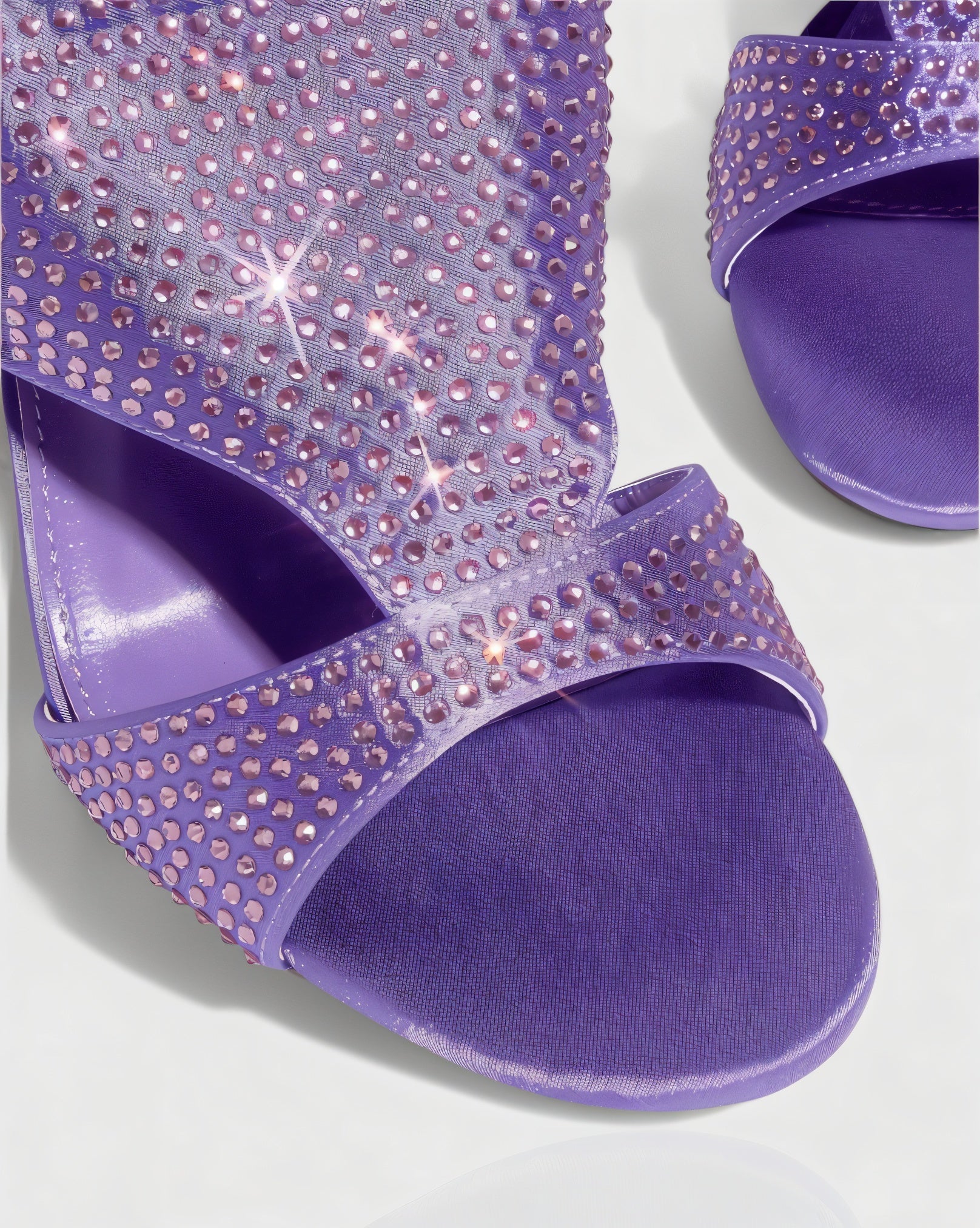 BRIANNE | Square Head Rhinestone Lace-Up Knee High Heels