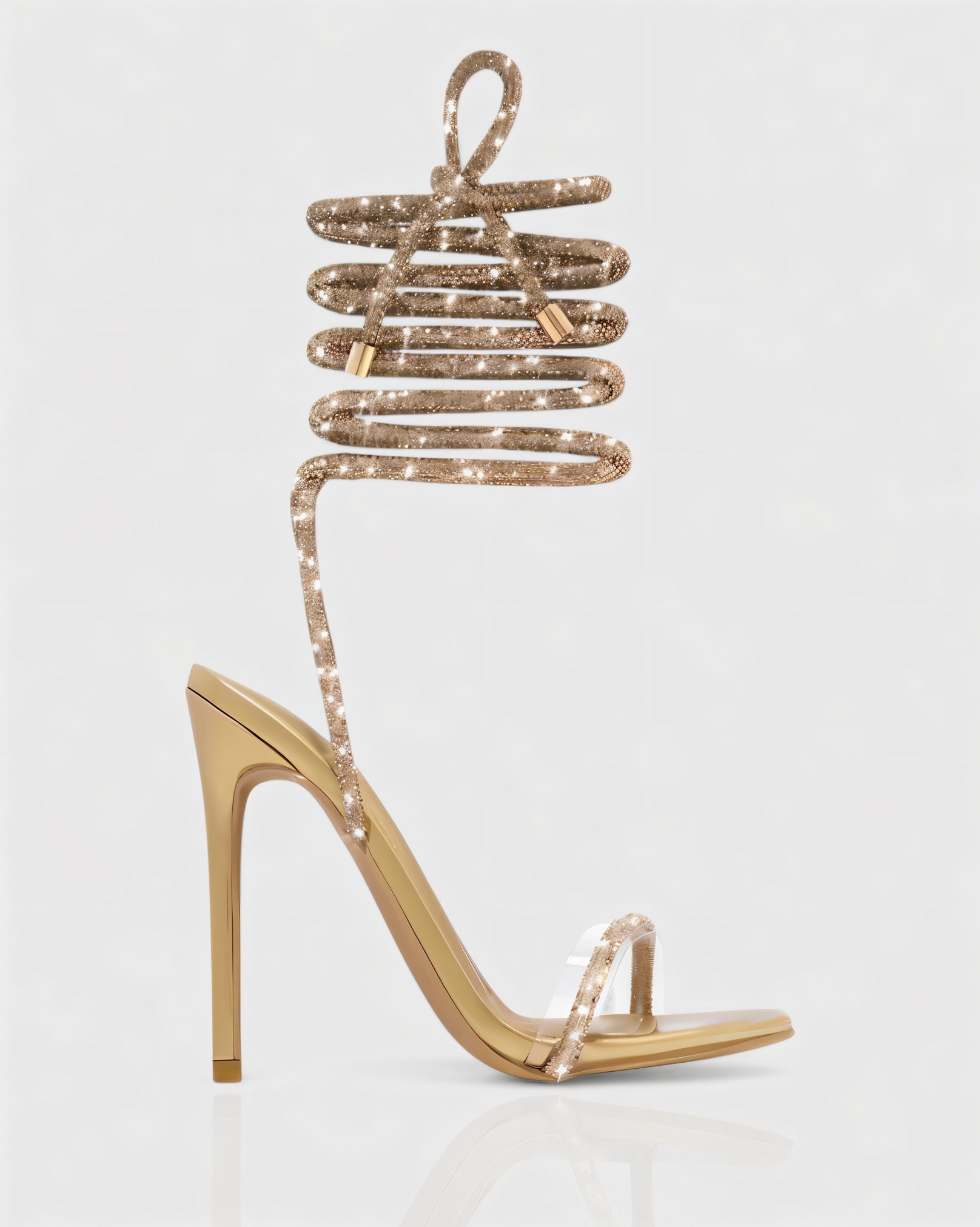KYLIE | Diamante Lace Up Square Toe High Heels