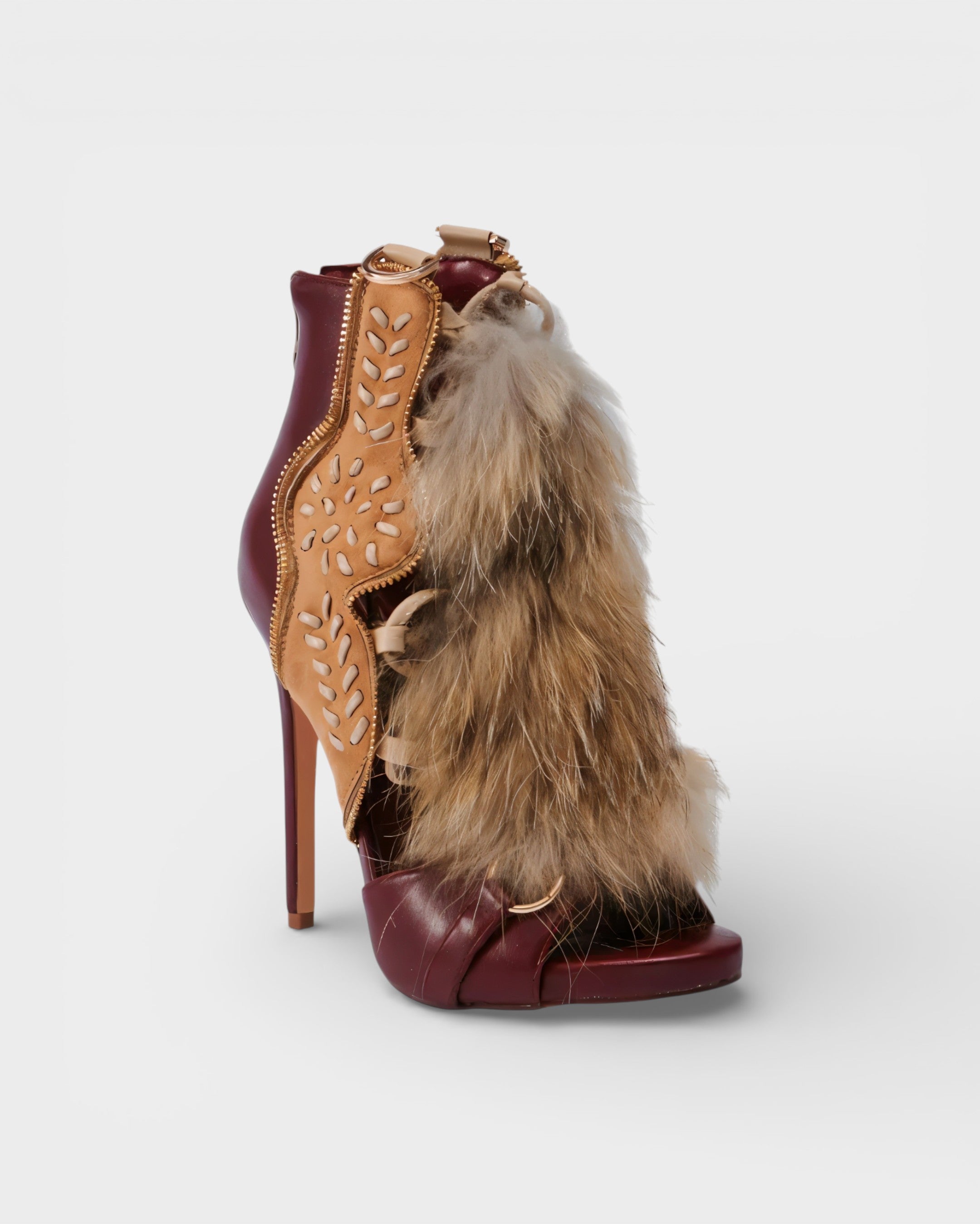 KELLA | Faux-Fur Lace-Up Stiletto Heels