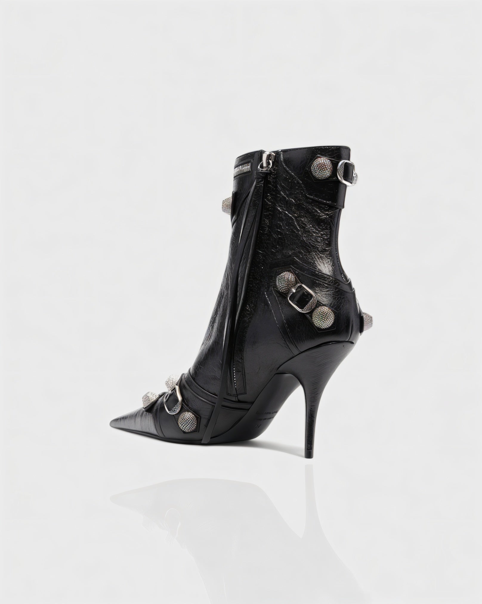 REVINA | Studded Leather Pointed-Toe Ankle Boots