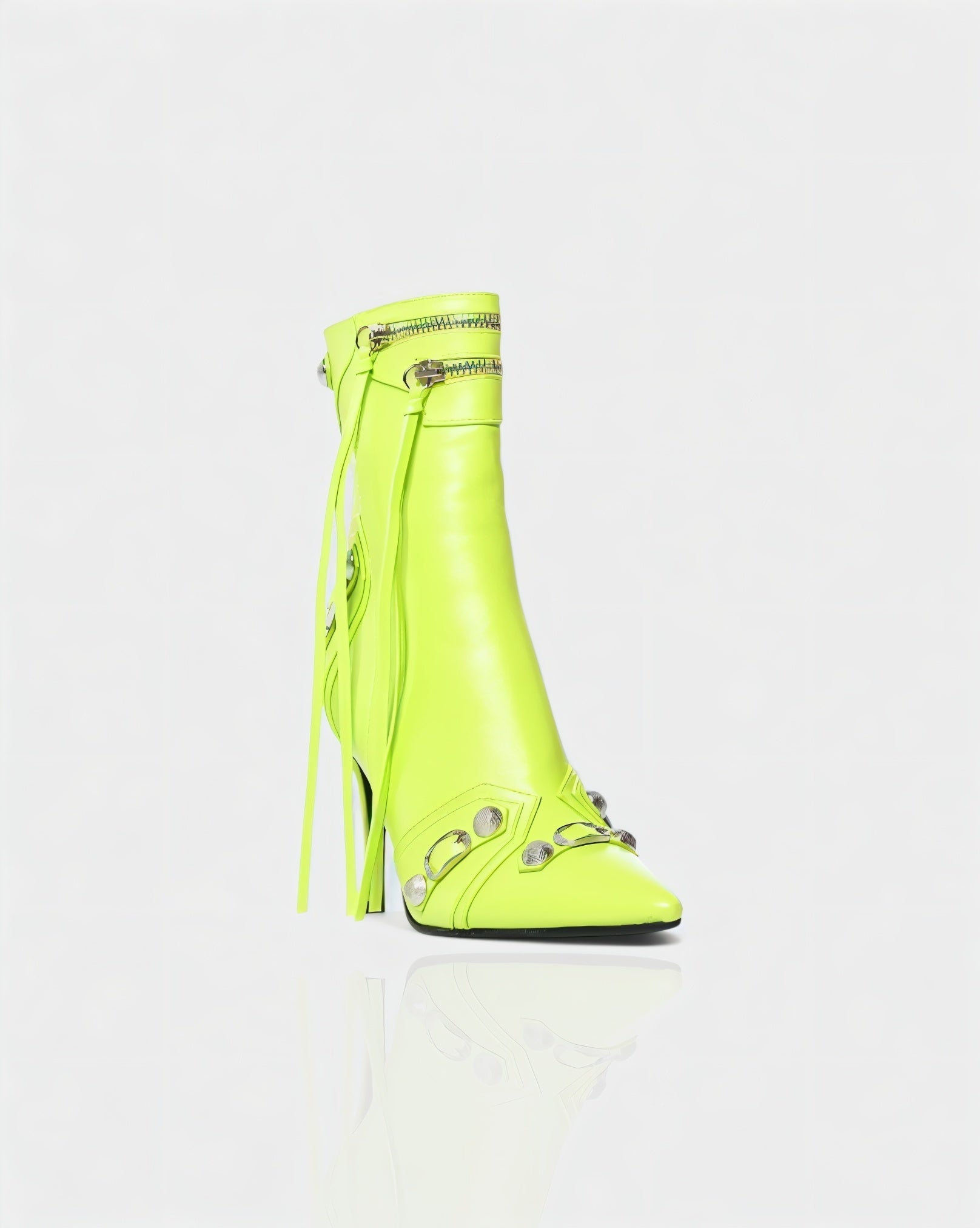 REVINA | Studded Leather Pointed-Toe Ankle Boots