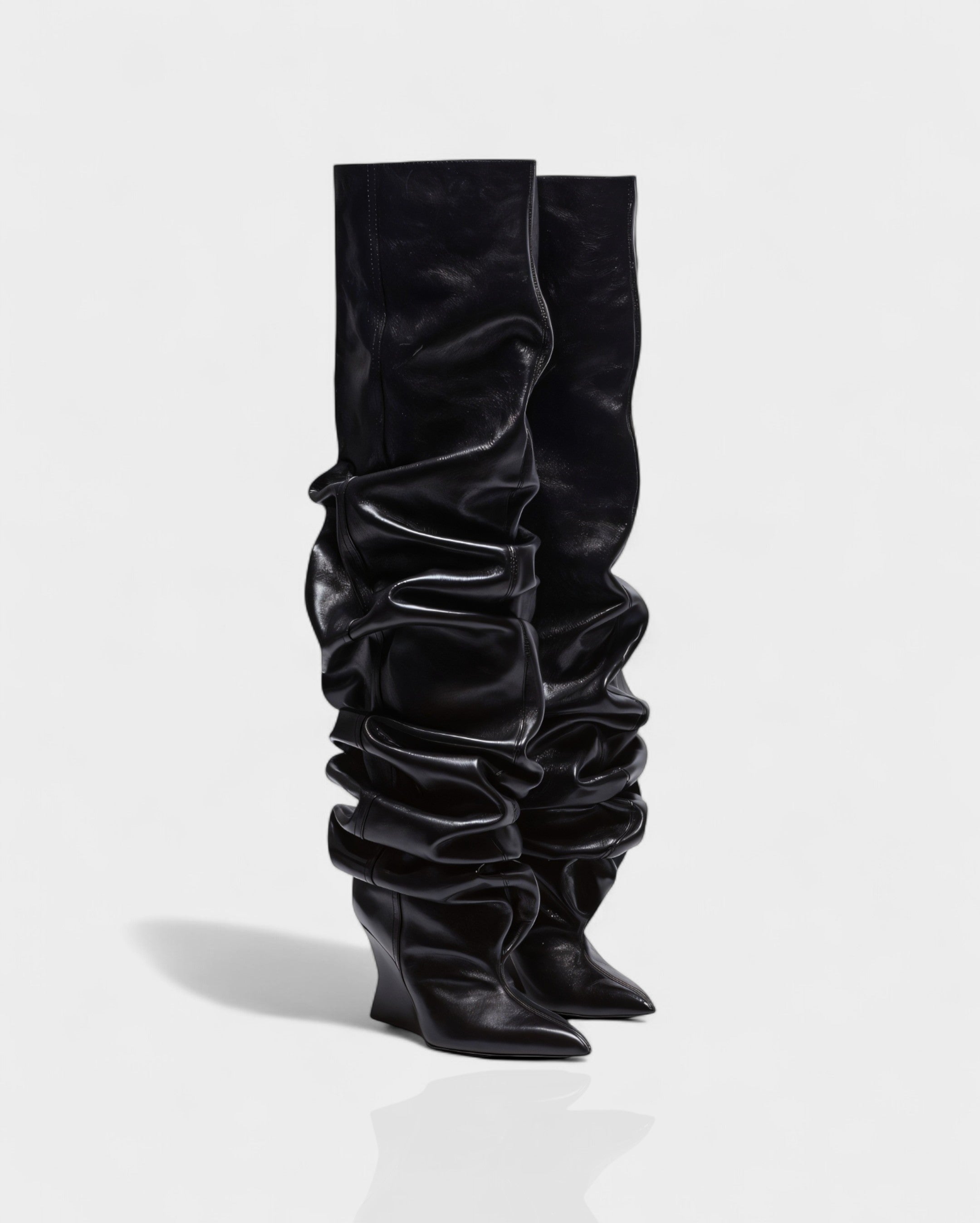 ELOURA | Slouch Knee-High Wedge Heel Boots