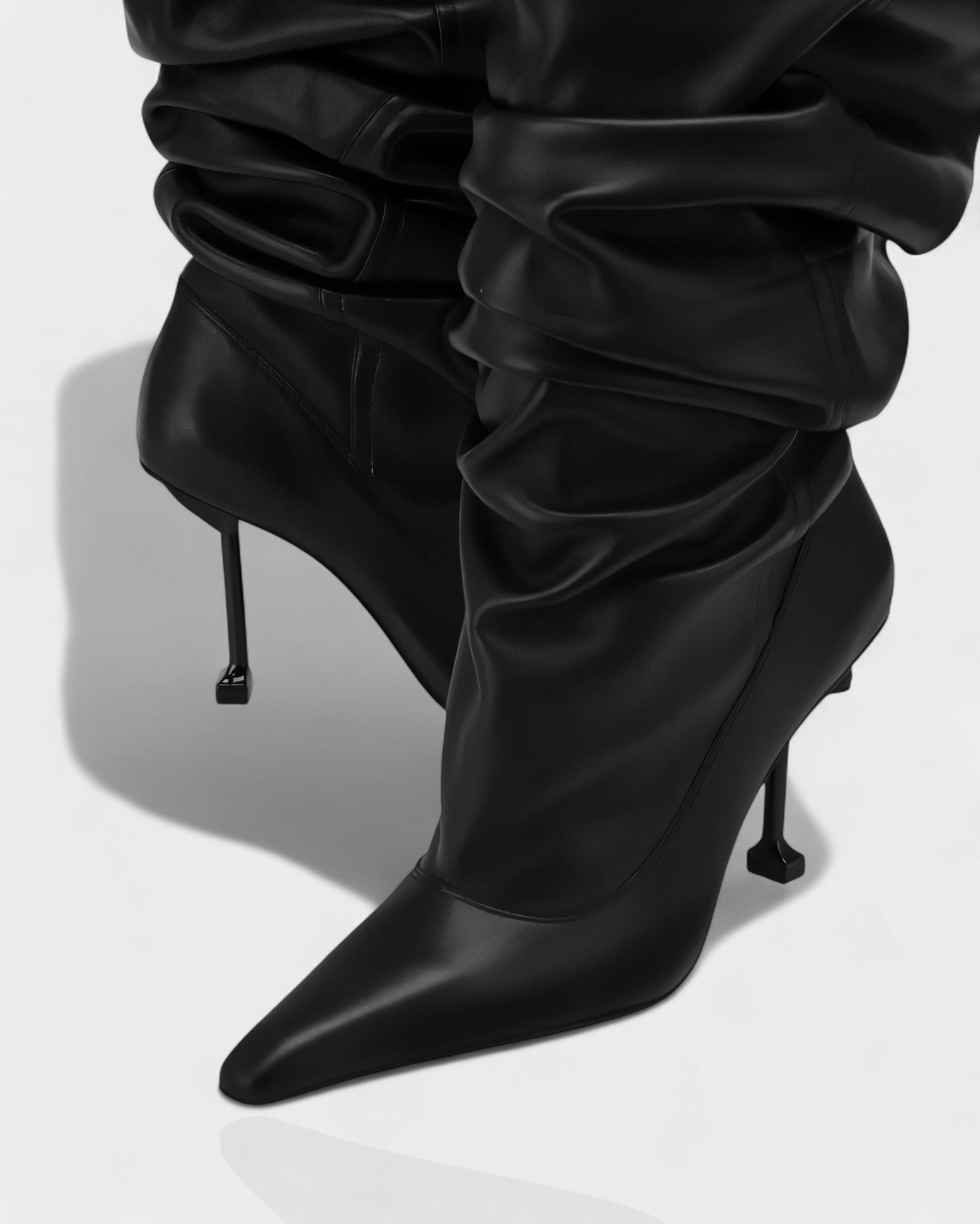 BELLARA | Faux Leather Slouchy Pointed Toe Stiletto Boots