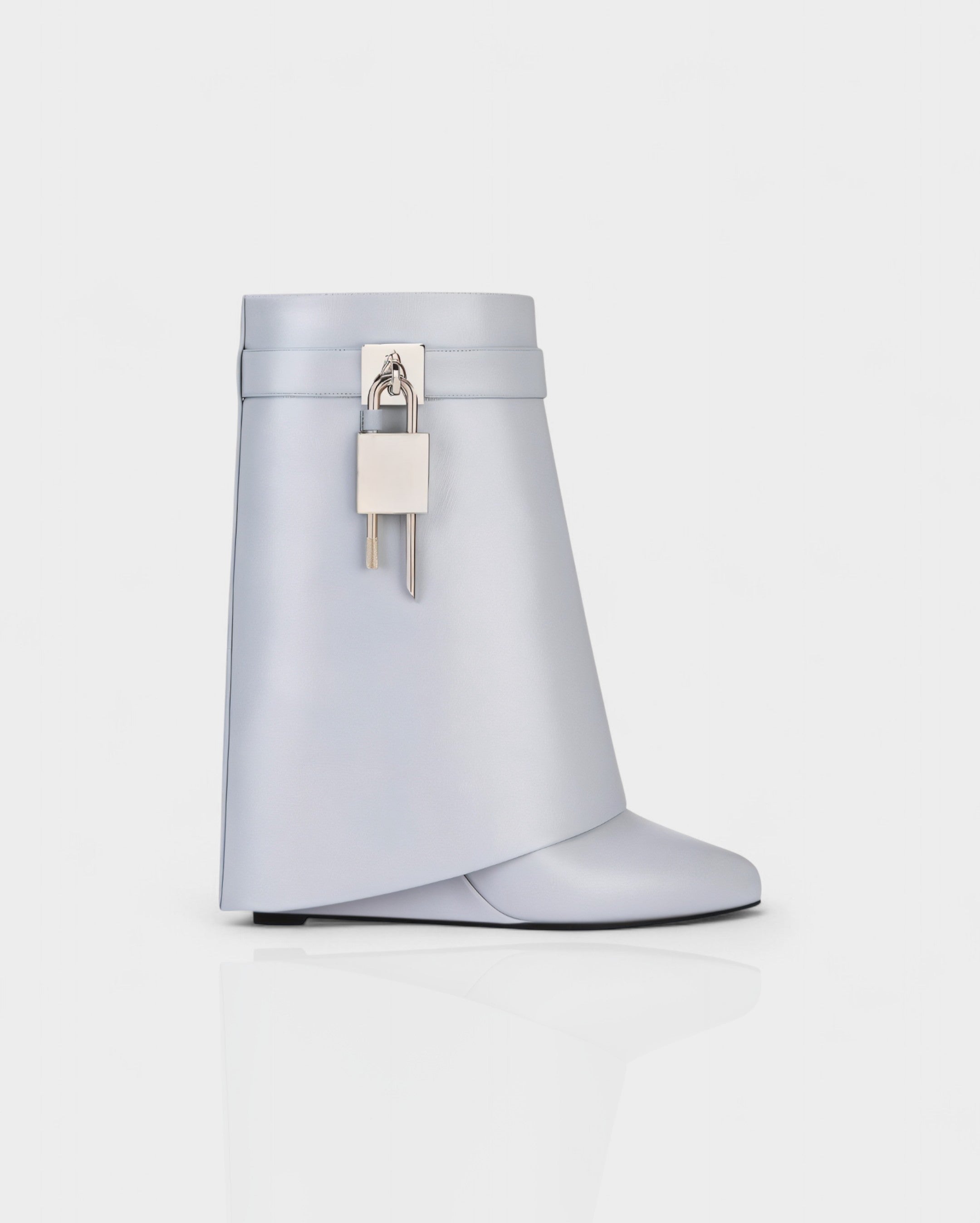 AVELINE | Padlock Wedge Faux Leather Ankle Boots