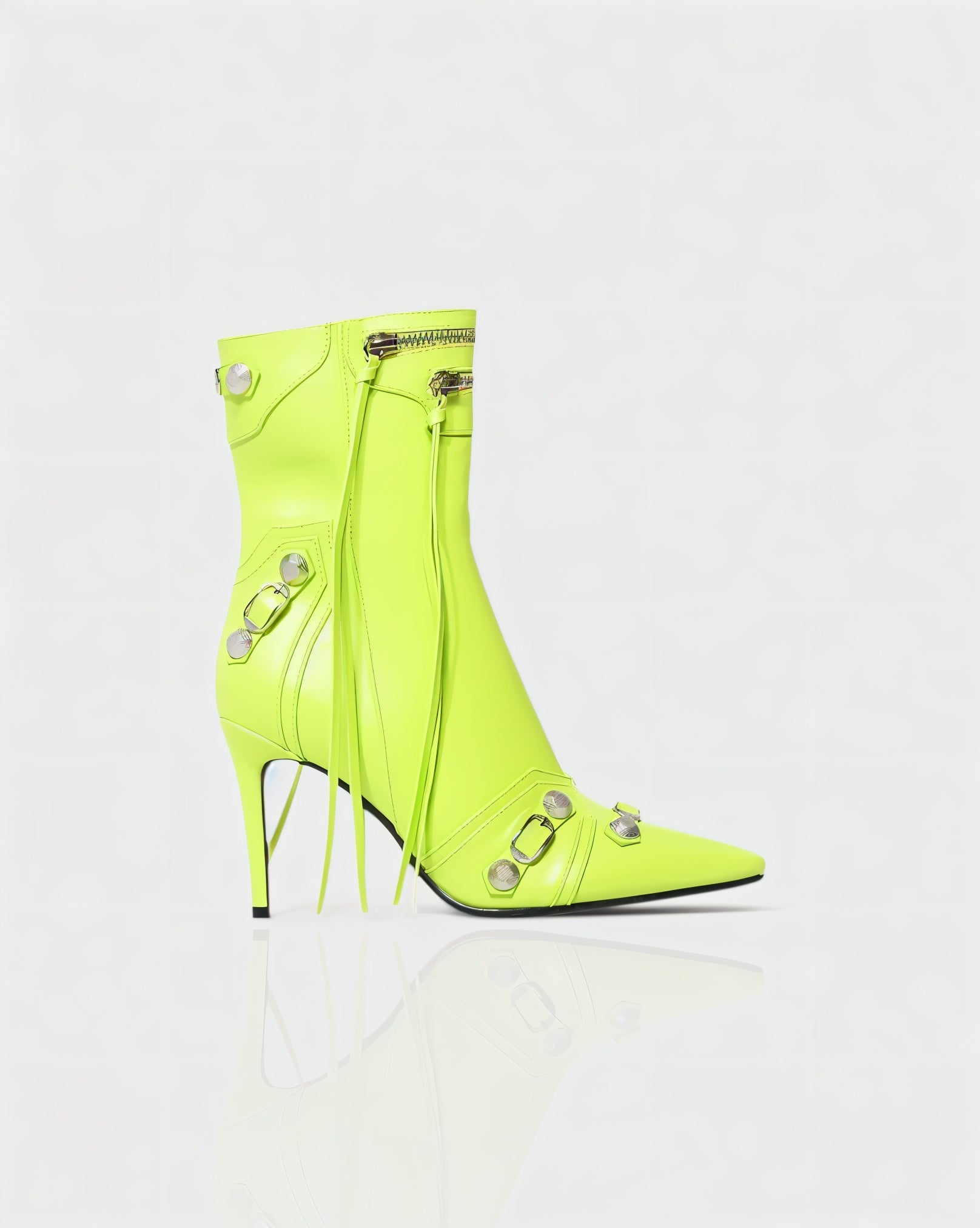REVINA | Studded Leather Pointed-Toe Ankle Boots