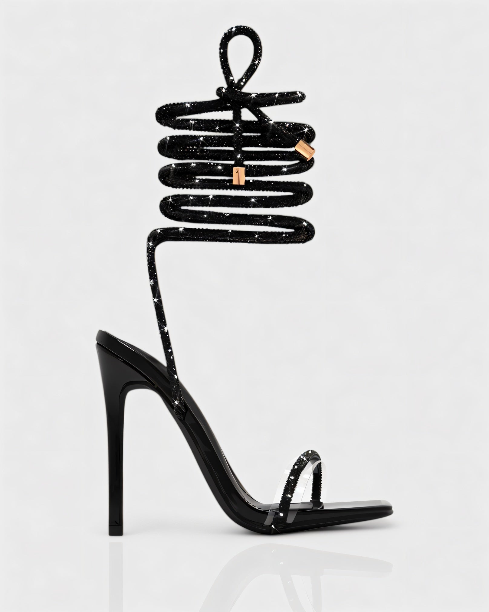 KYLIE | Diamante Lace Up Square Toe High Heels