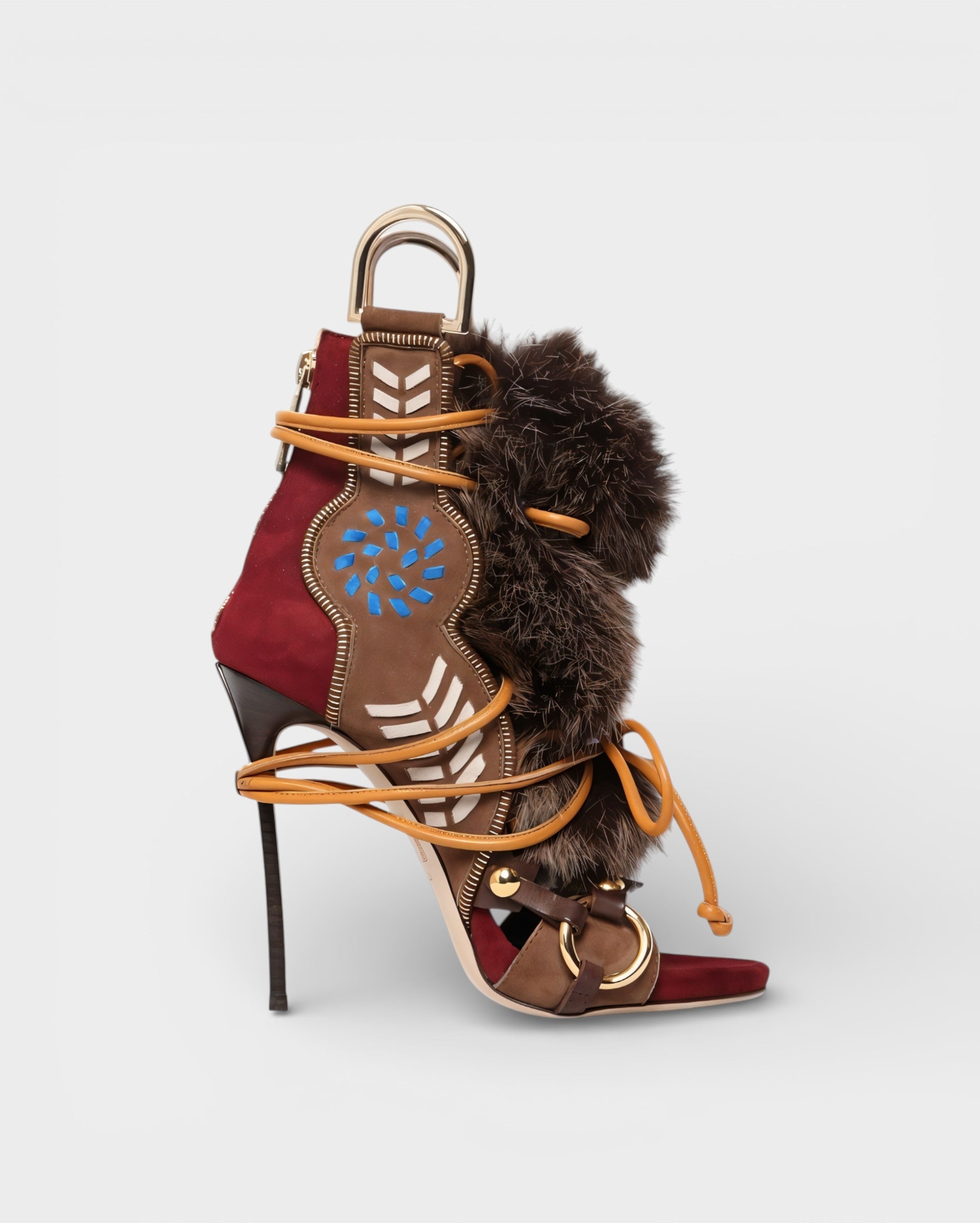 KELLA | Faux-Fur Lace-Up Stiletto Heels