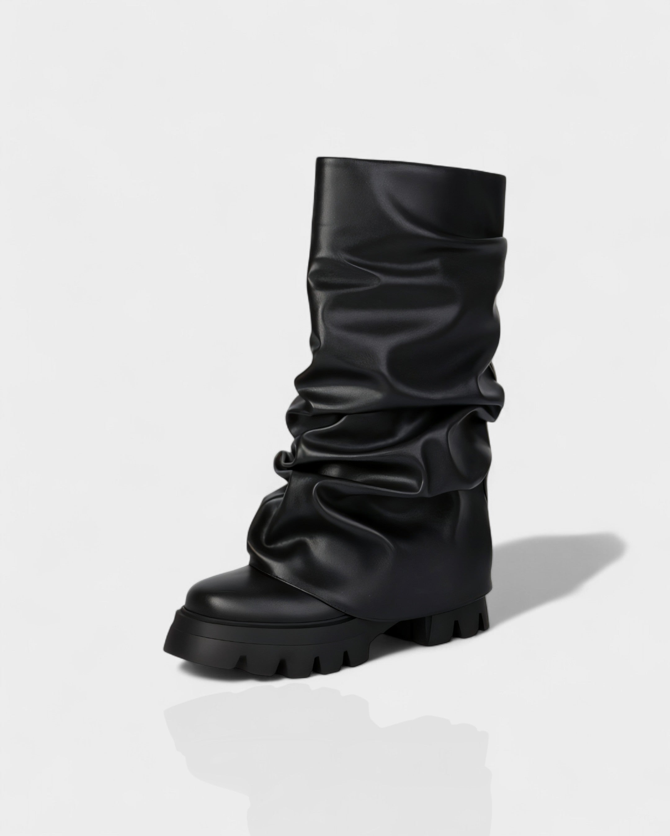 CRISTINA | Slouchy Platform Mid-Calf Boots