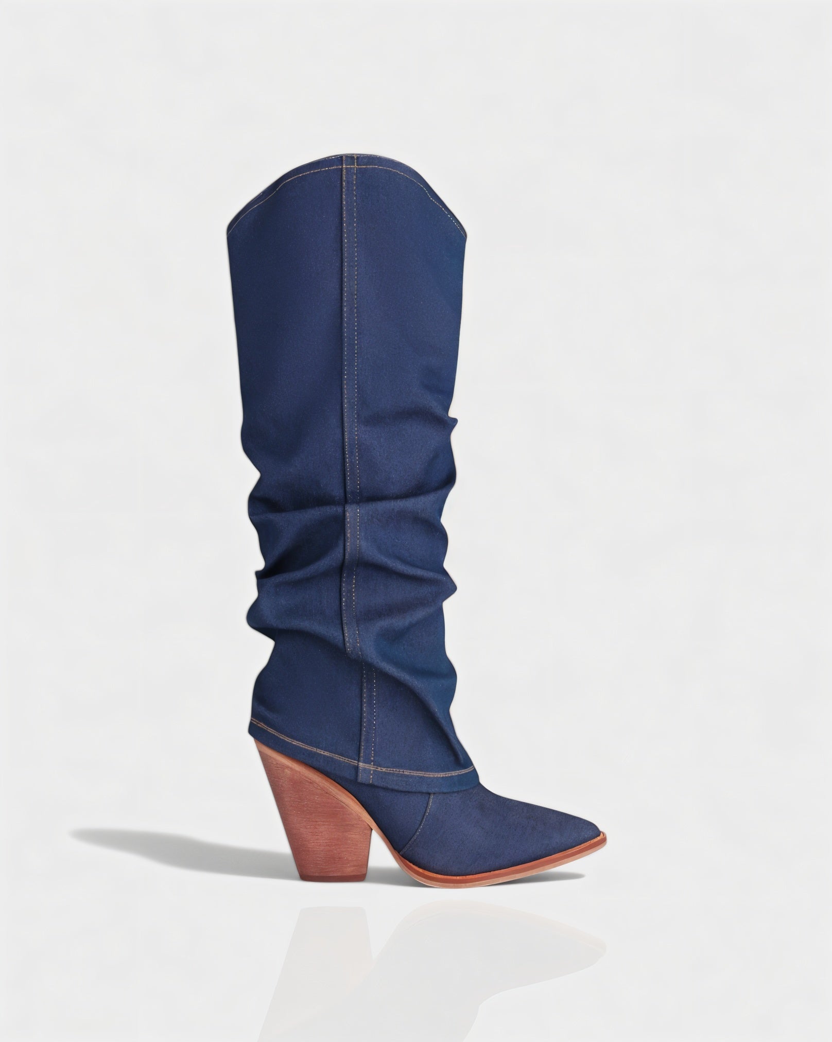 BETTY | Denim Pointed Toe Slouchy Cowboy Boots