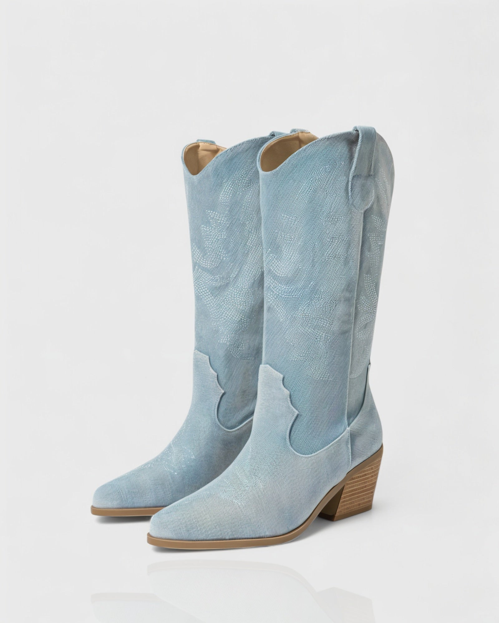 ALIANA | Embroidered Denim Cowboy Boots