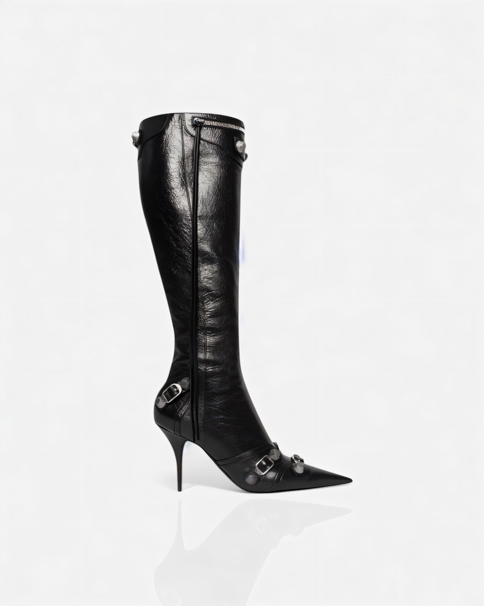 WENA | Studded Pointed Toe Knee-High Boots