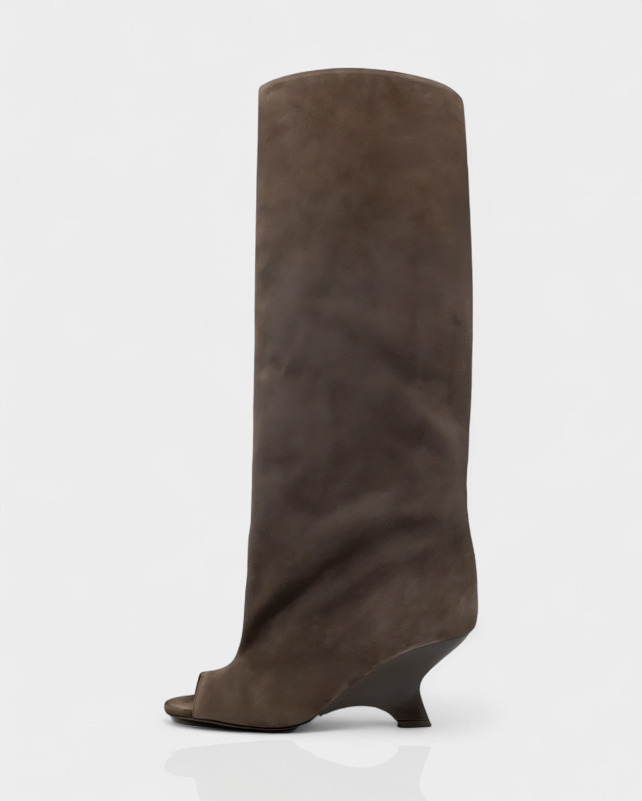 HELIRA | Peep Toe Wedge Knee High Boots
