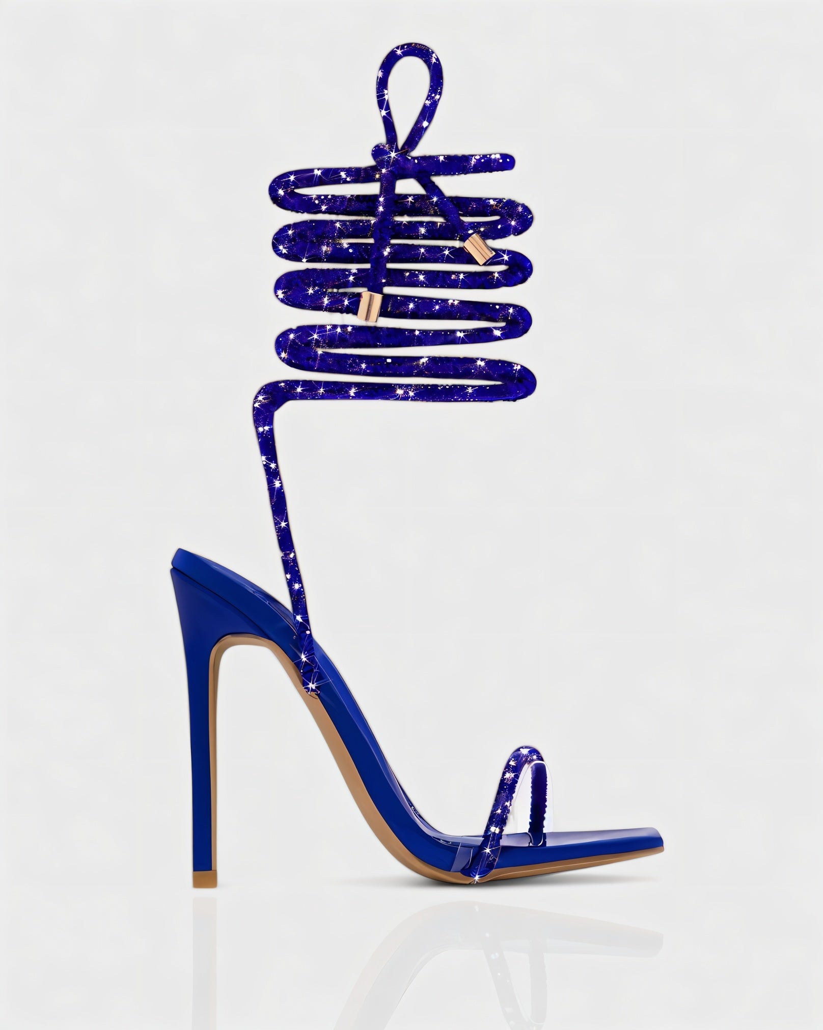 KYLIE | Diamante Lace Up Square Toe High Heels