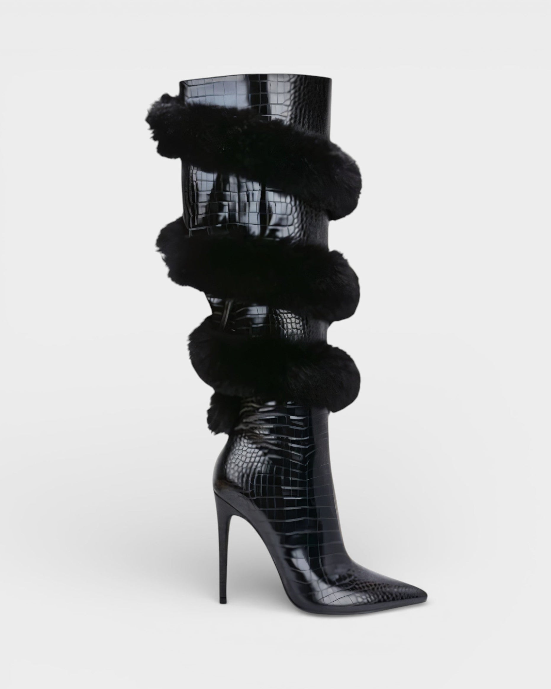 YALLY | Faux-Fur Trim Knee-High Boots