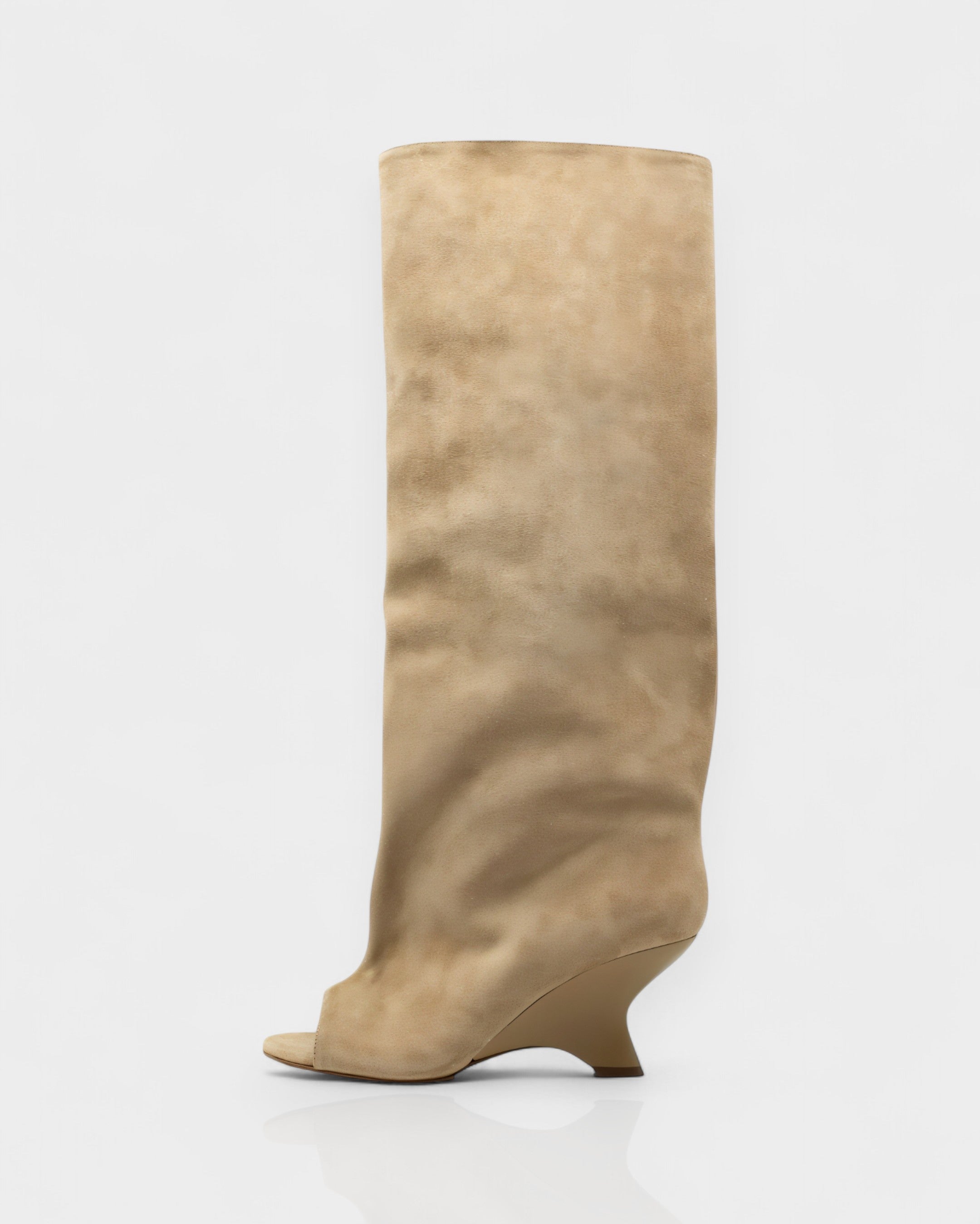 HELIRA | Peep Toe Wedge Knee High Boots