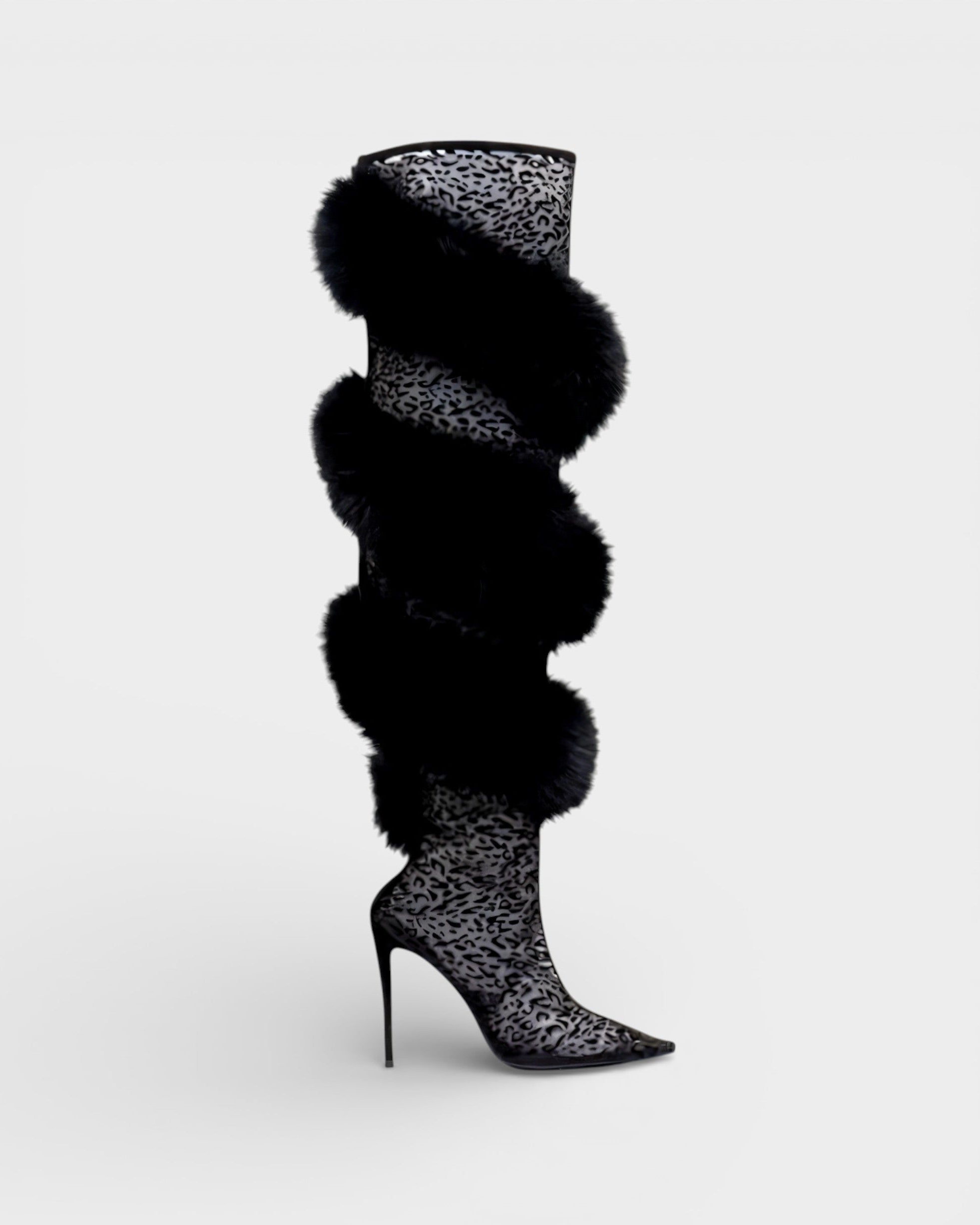 YALLY | Faux-Fur Trim Knee-High Boots