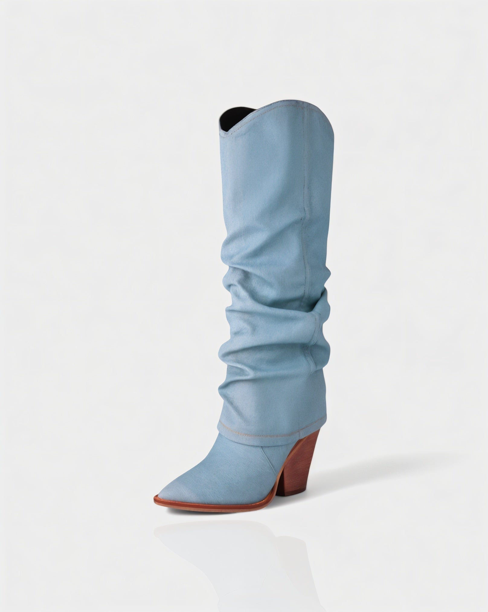 BETTY | Denim Pointed Toe Slouchy Cowboy Boots