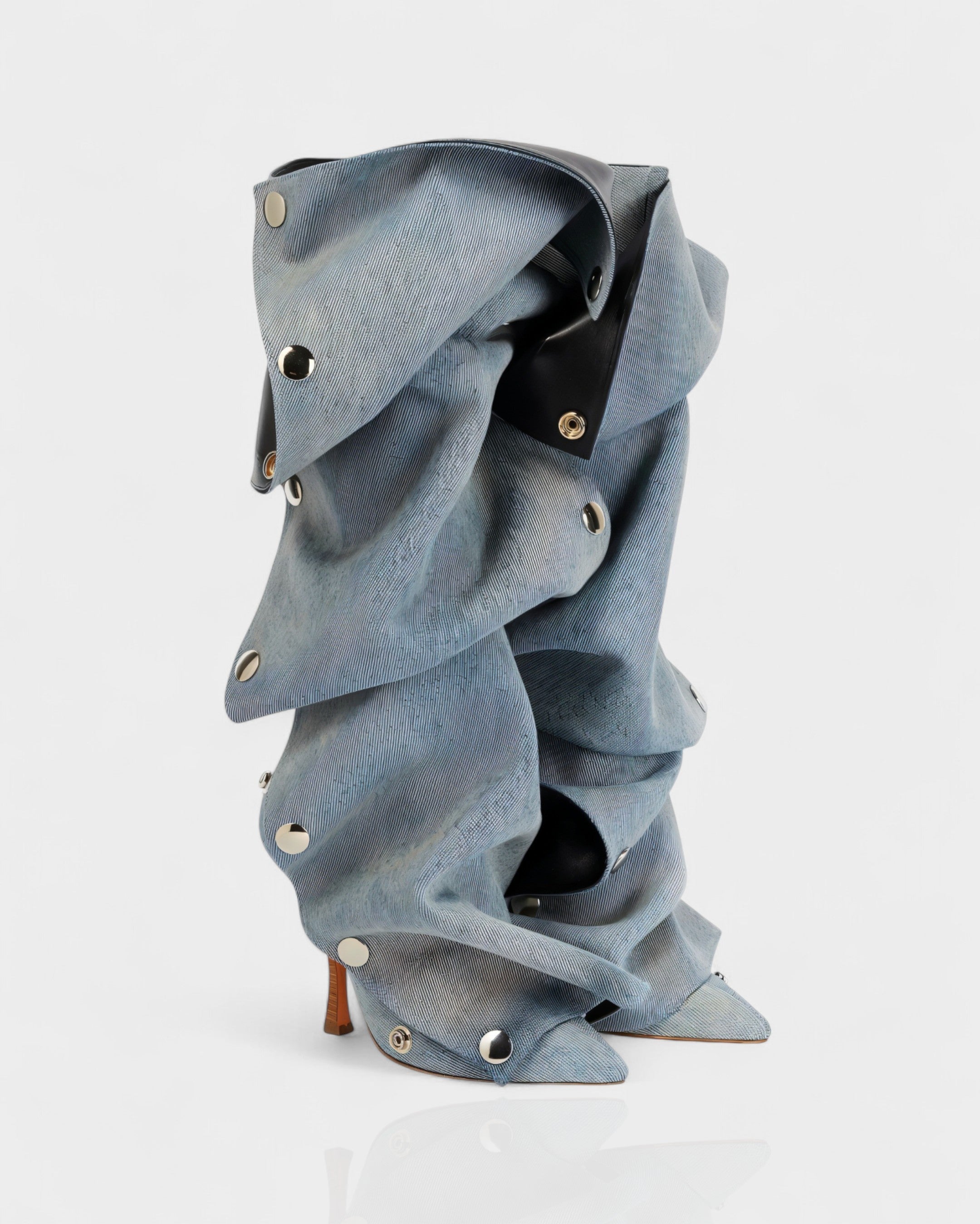 KIVARA | Stiletto Heel Fold-Over Rivet Knee-High Boots