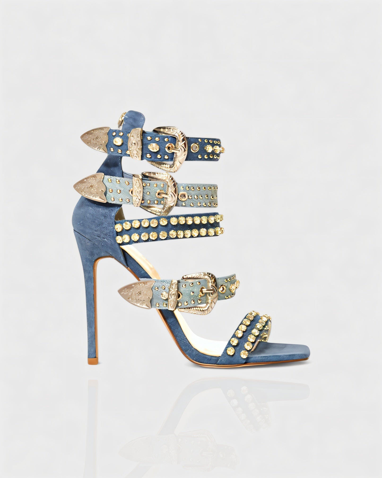 SHERAH | Open Toe & Rhinestone Embellished Stiletto Heels