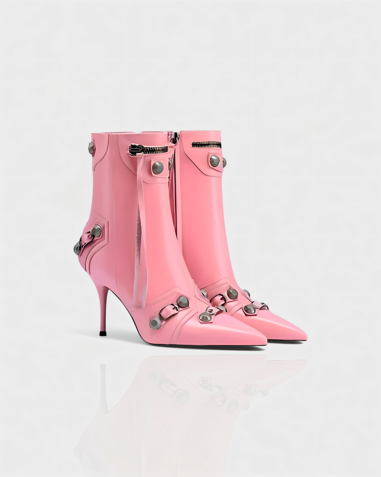 REVINA | Studded Leather Pointed-Toe Ankle Boots