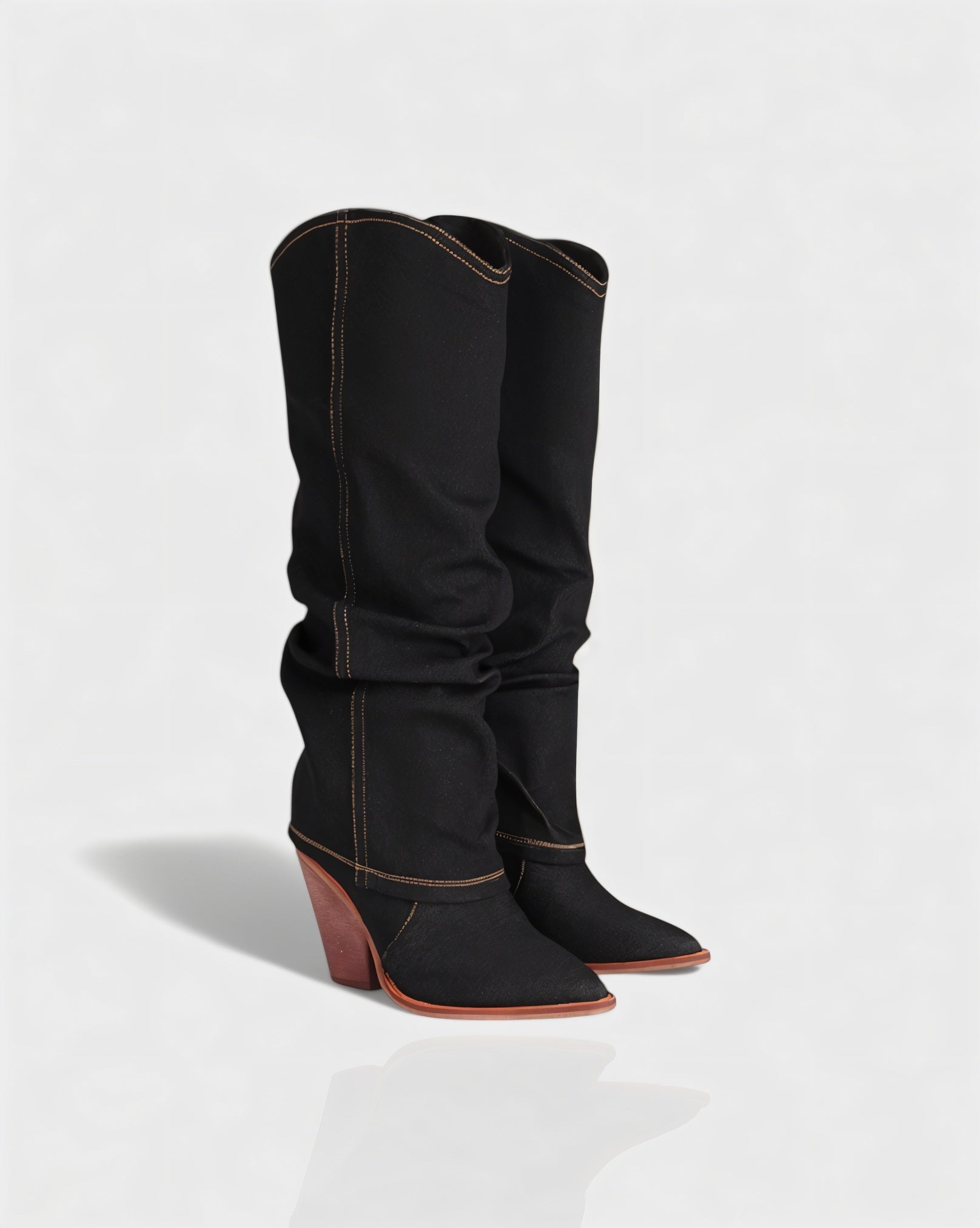 BETTY | Denim Pointed Toe Slouchy Cowboy Boots