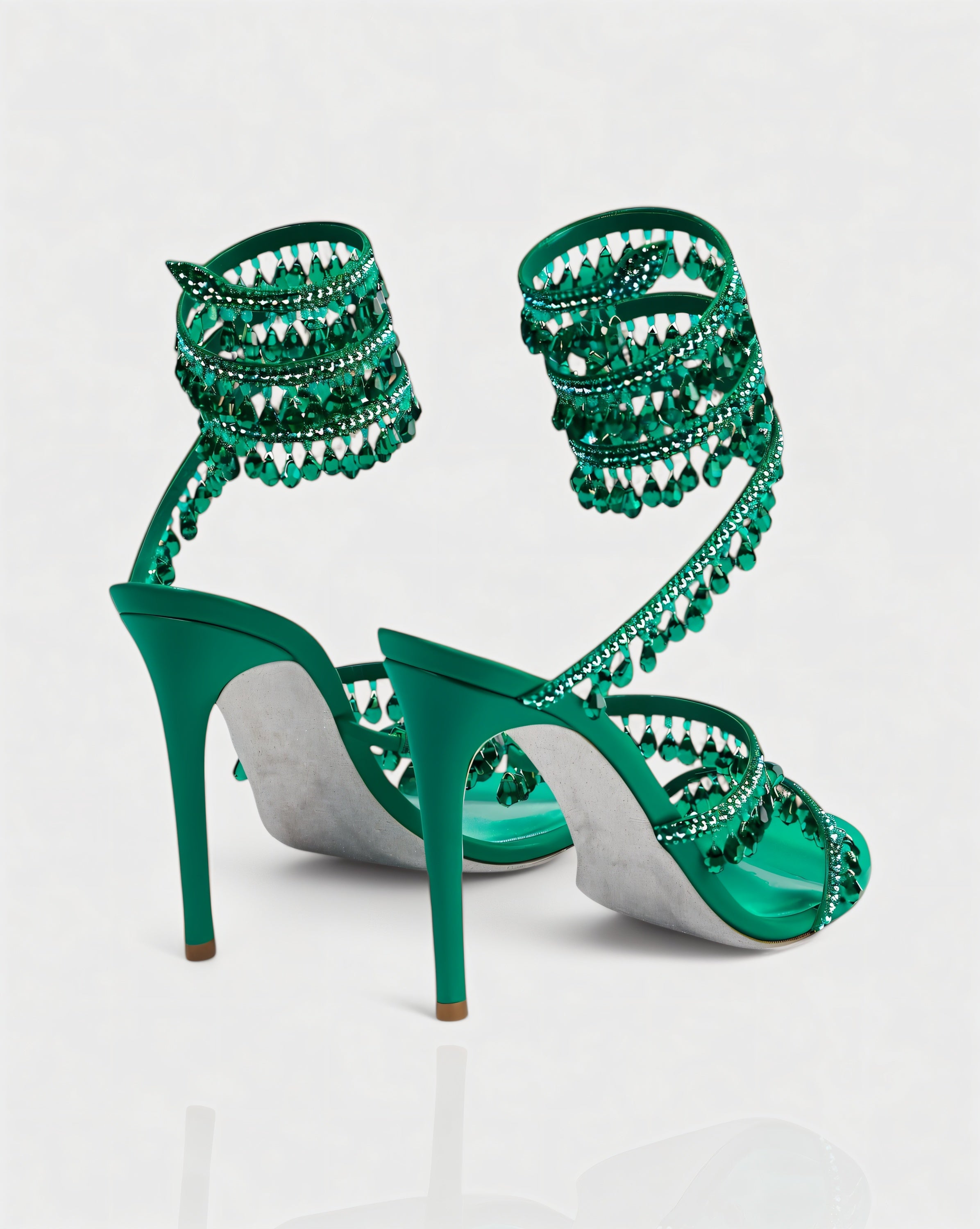 ALYRA | Rhinestone Tassel Ankle-Wrap High Heels