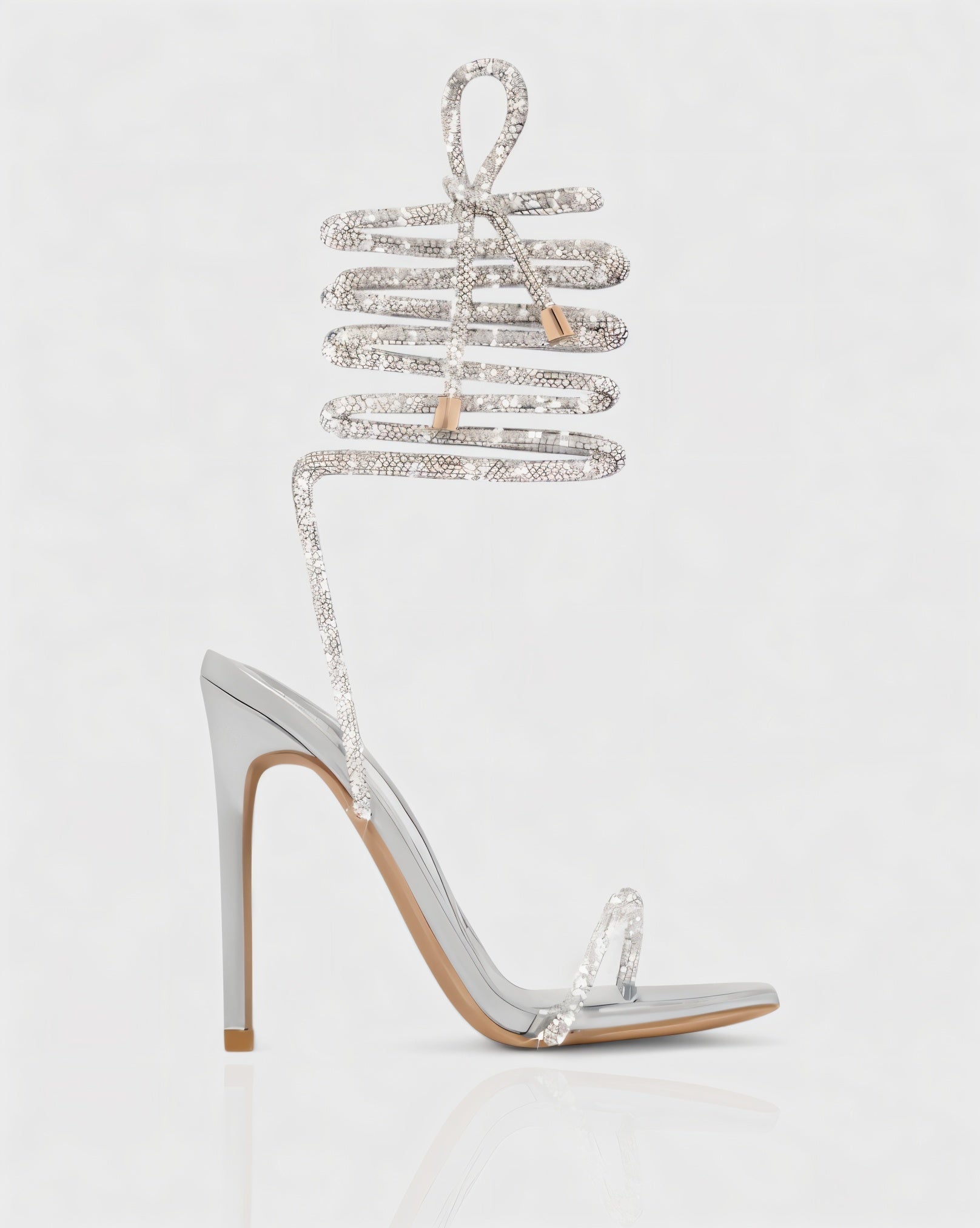 KYLIE | Diamante Lace Up Square Toe High Heels