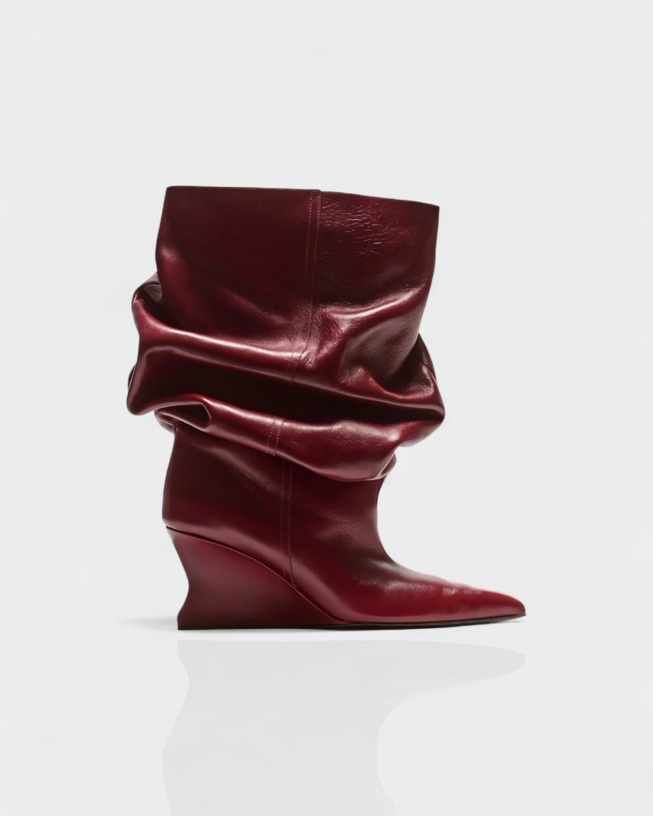 IRELLE | Slouchy Faux Leather Pointed Wedge Heel Boots